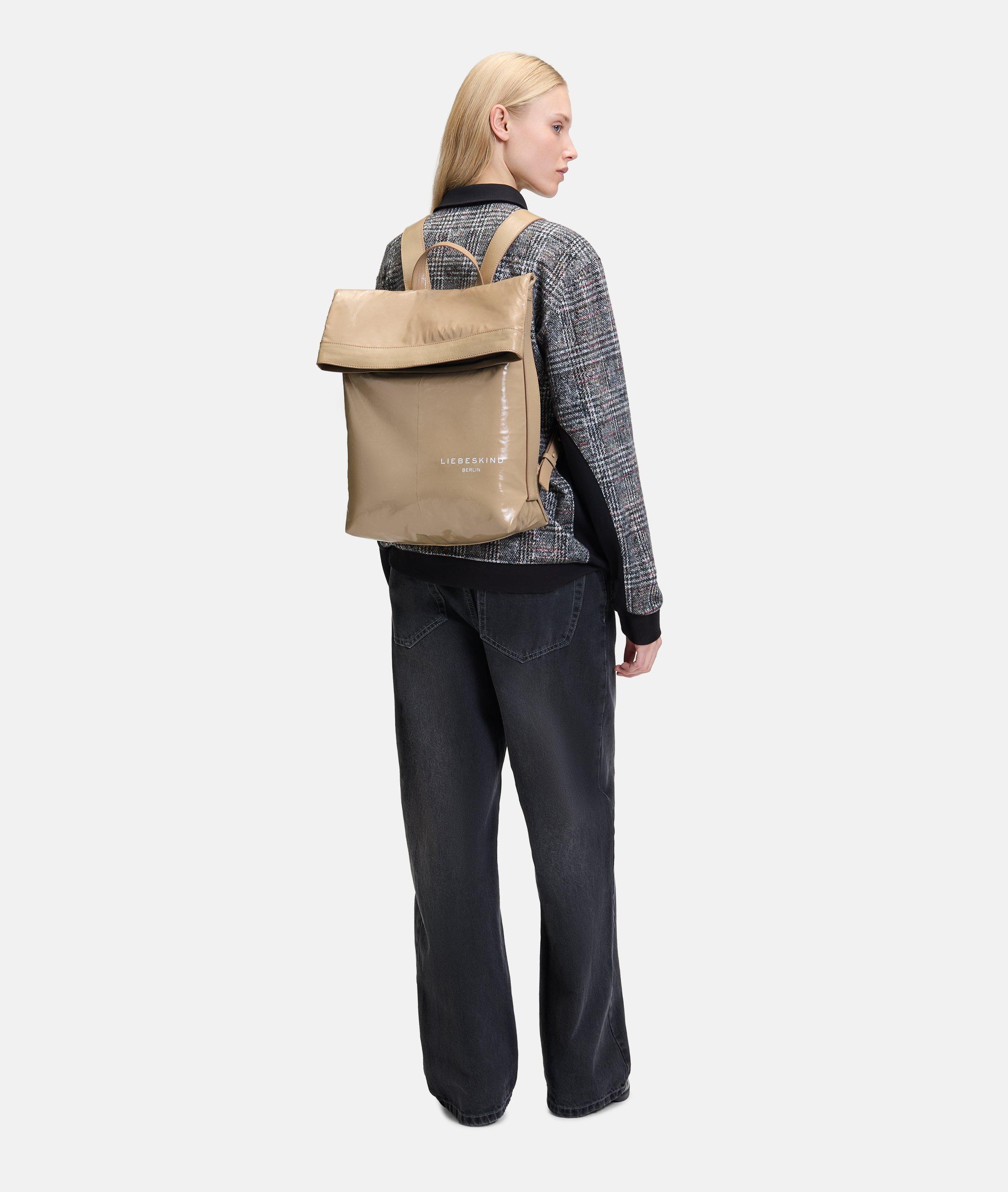 Elvira Backpack in beige, zwart & rood