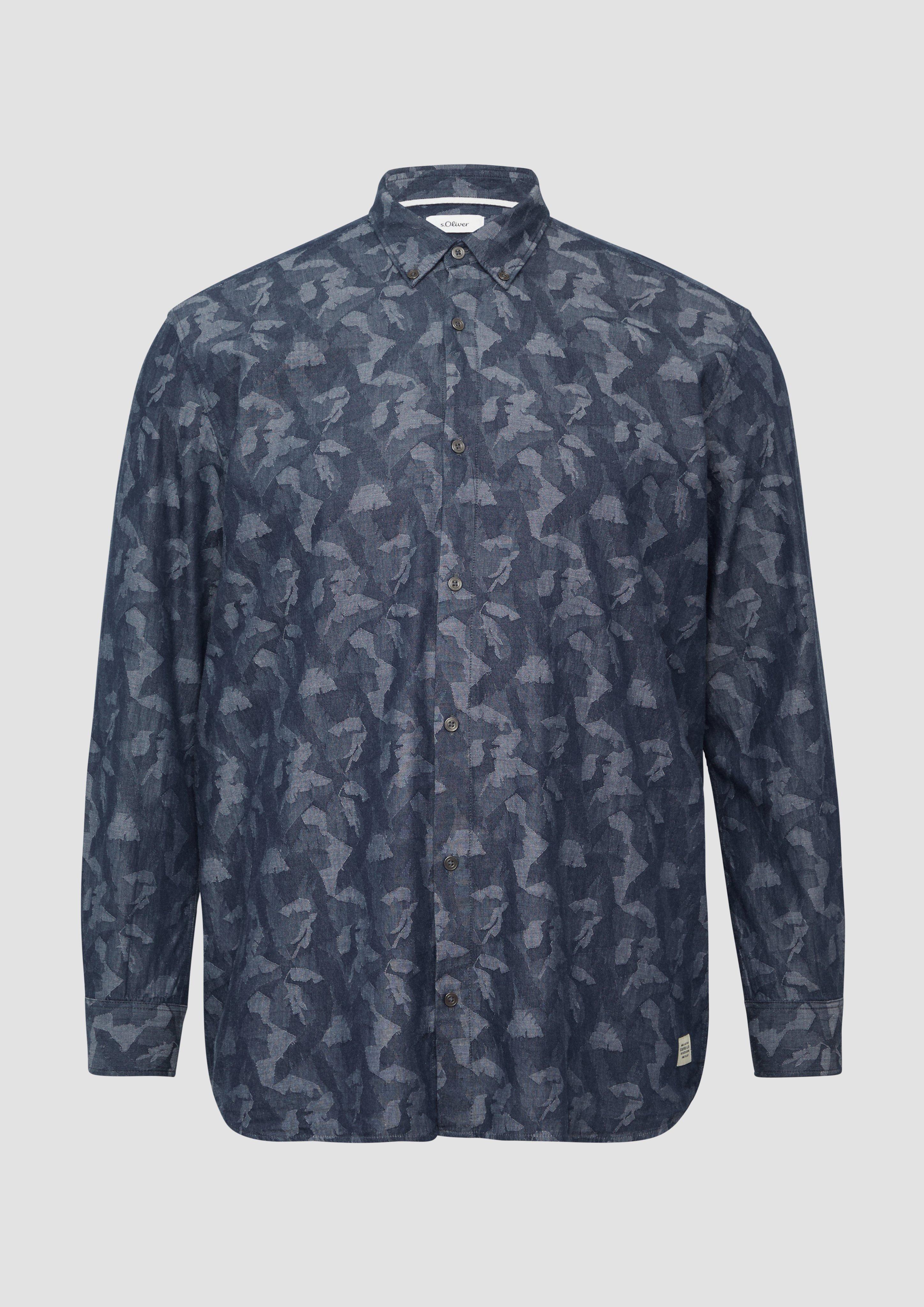 s.Oliver - Regular Fit: Leichtes Jacquard-Hemd mit Button-Down-Kragen, Herren, blau