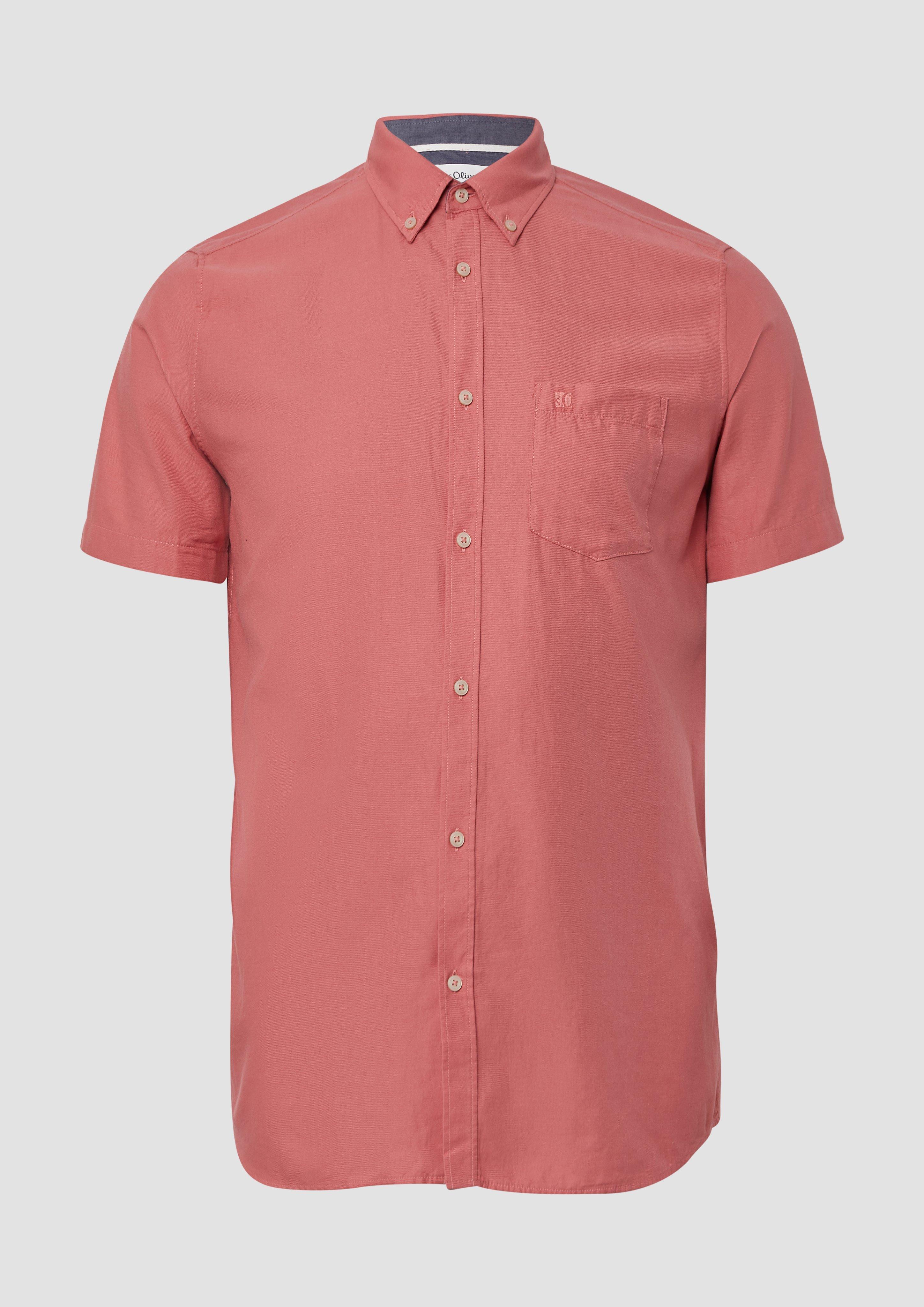 s.Oliver - Regular Fit: Kurzärmeliges Twillhemd mit Button-Down-Kragen, Herren, Rosa