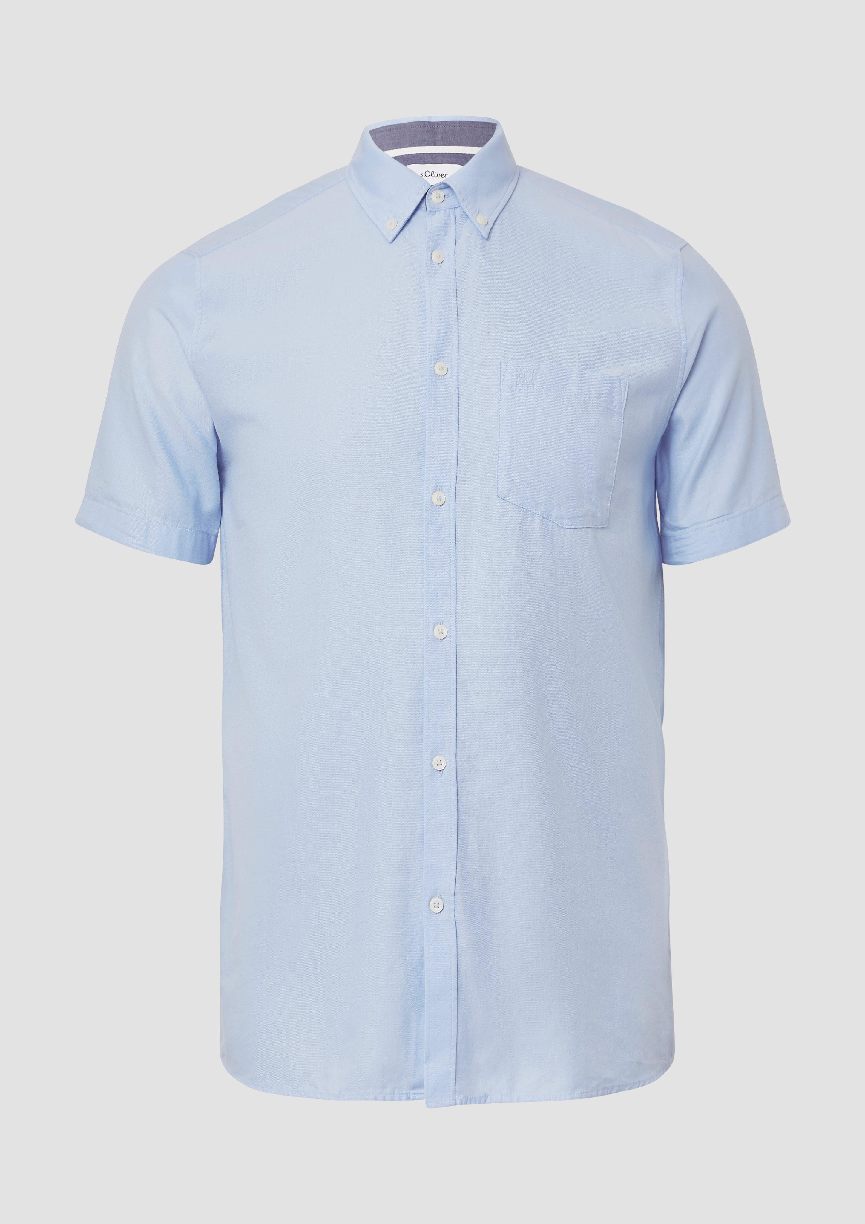 s.Oliver - Regular Fit: Kurzärmeliges Twillhemd mit Button-Down-Kragen, Herren, blau