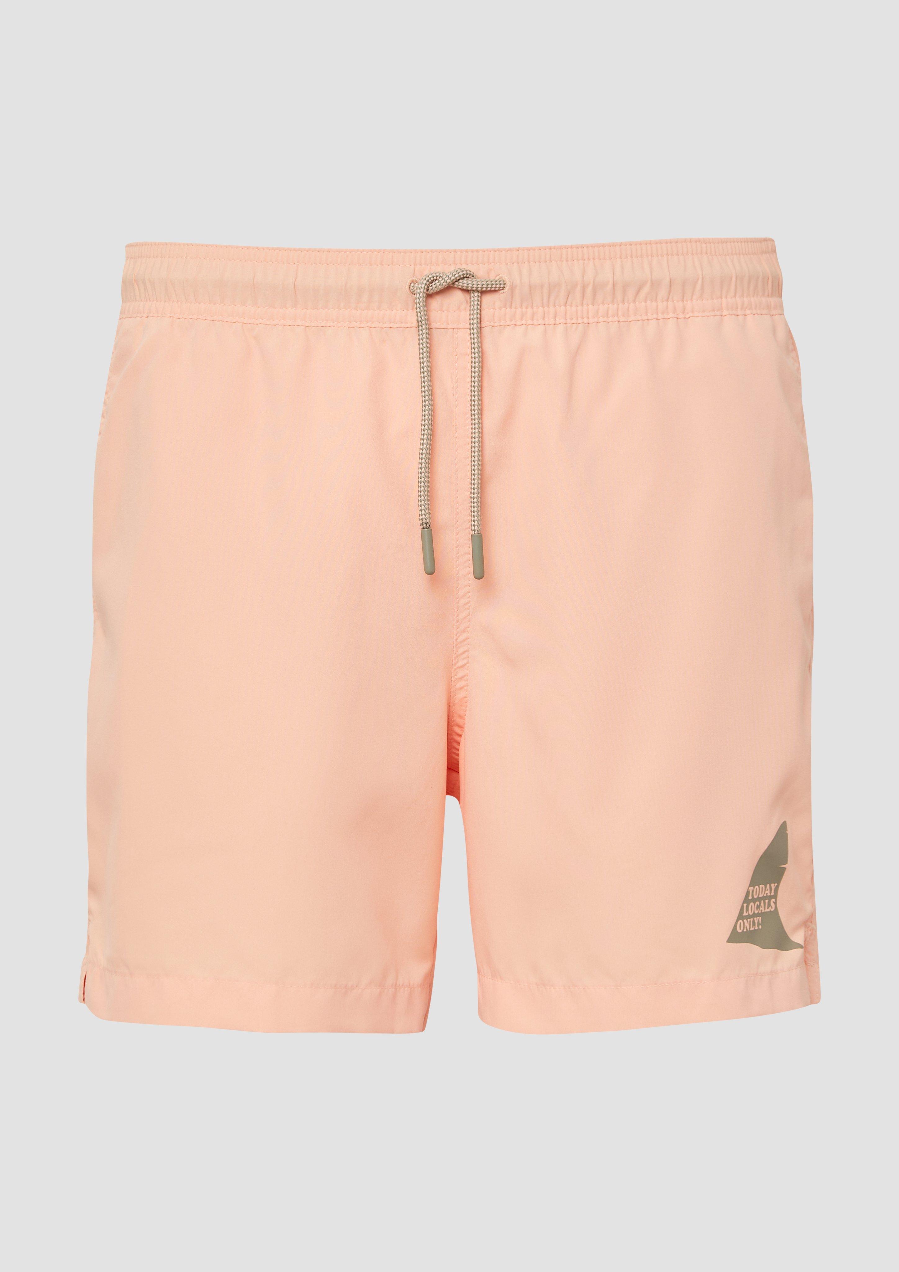 s.Oliver - Badeshorts mit Artwork und Eingrifftaschen, Herren, Orange