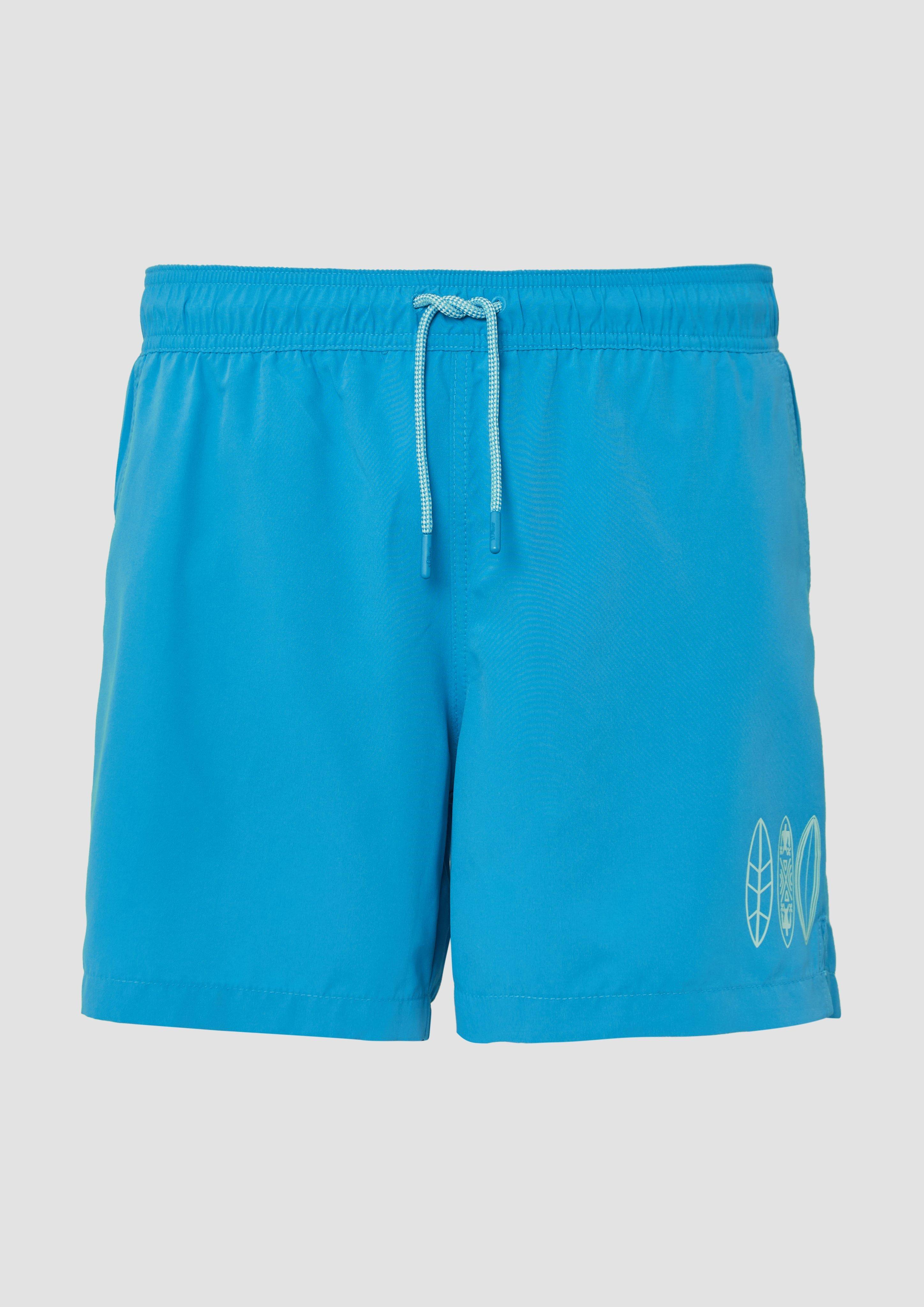 s.Oliver - Badeshorts mit Artwork und Eingrifftaschen, Herren, türkis