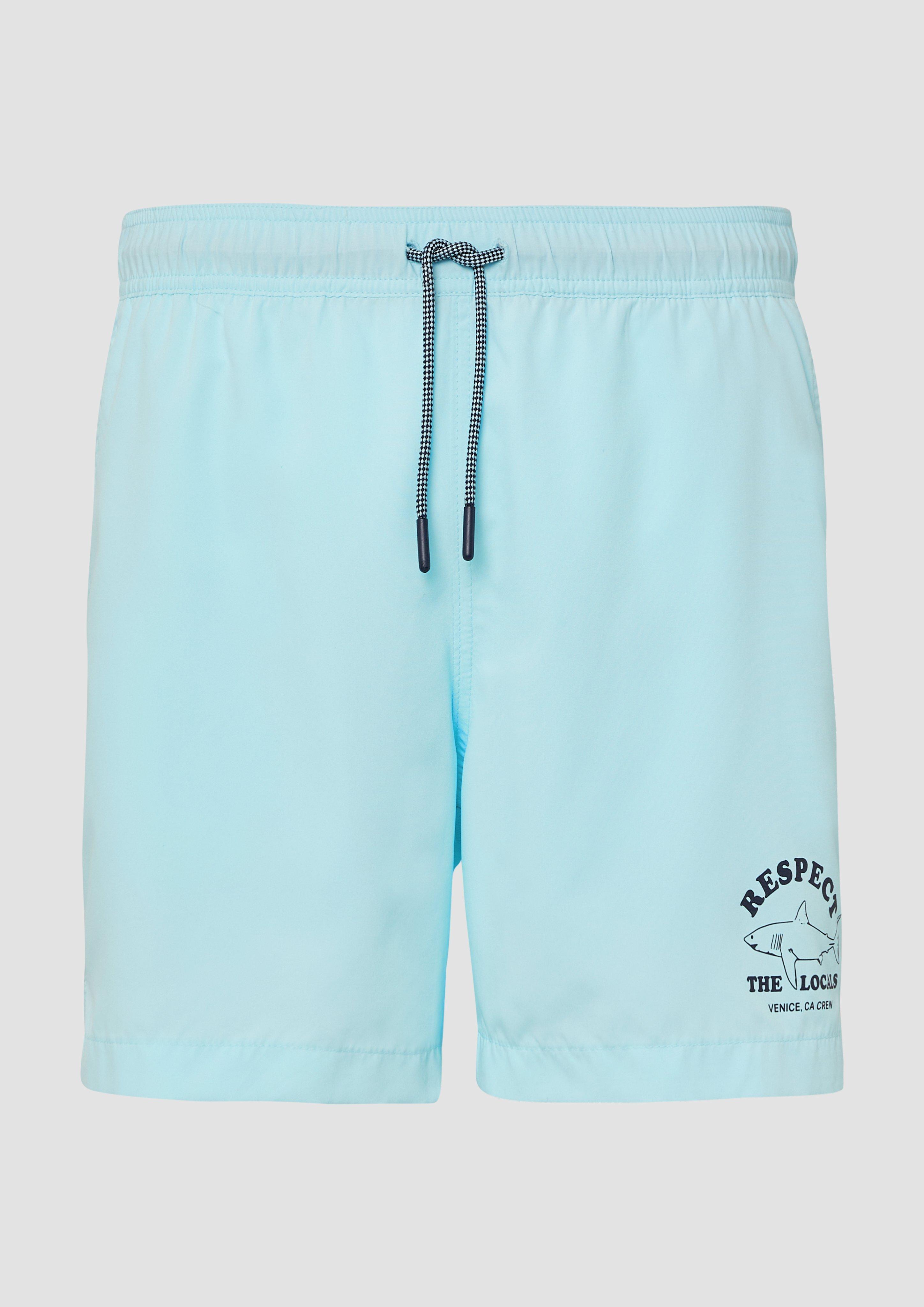 s.Oliver - Badeshorts mit Artwork und Eingrifftaschen, Herren, türkis