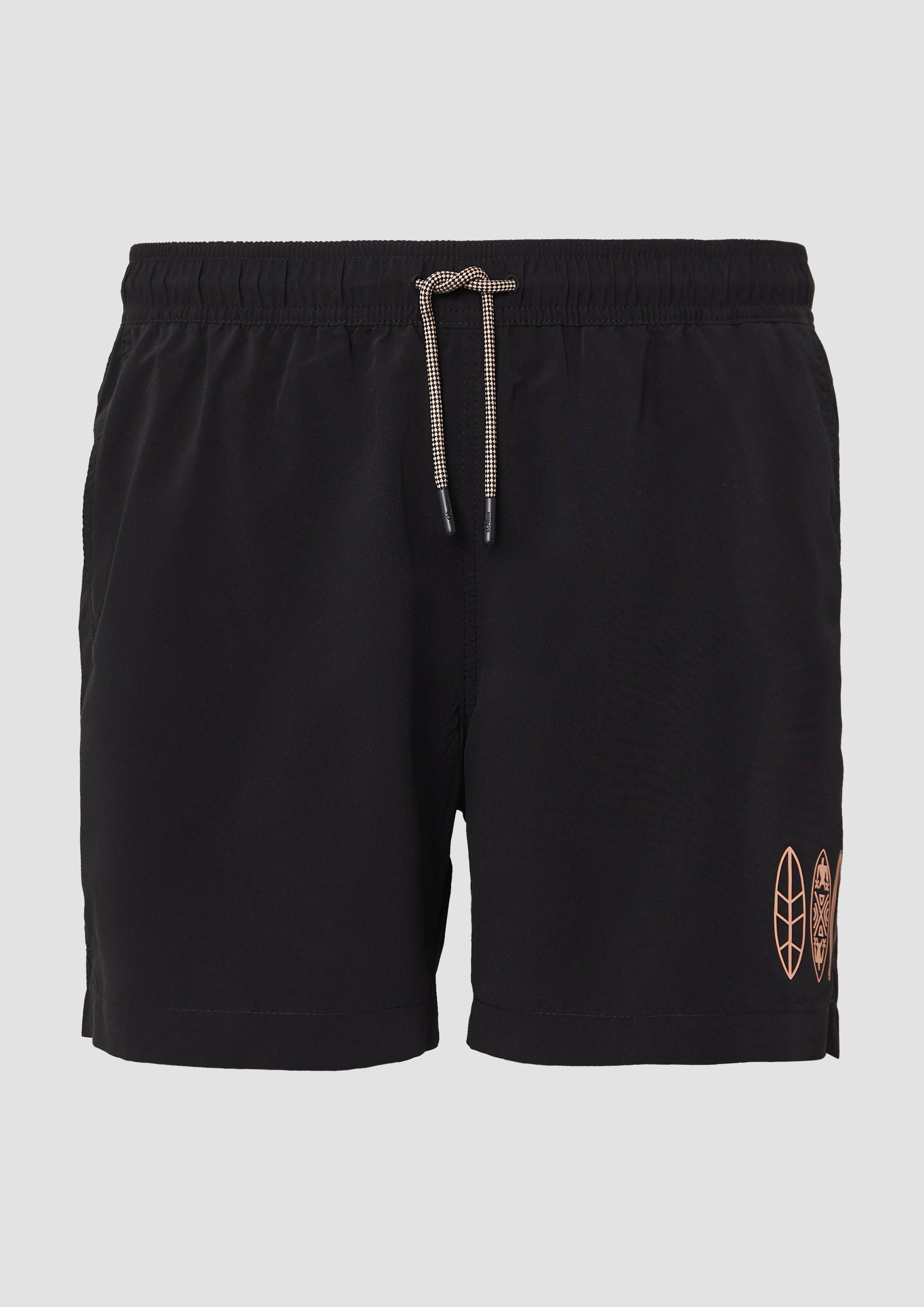 s.Oliver - Badeshorts mit Artwork und Eingrifftaschen, Herren, schwarz