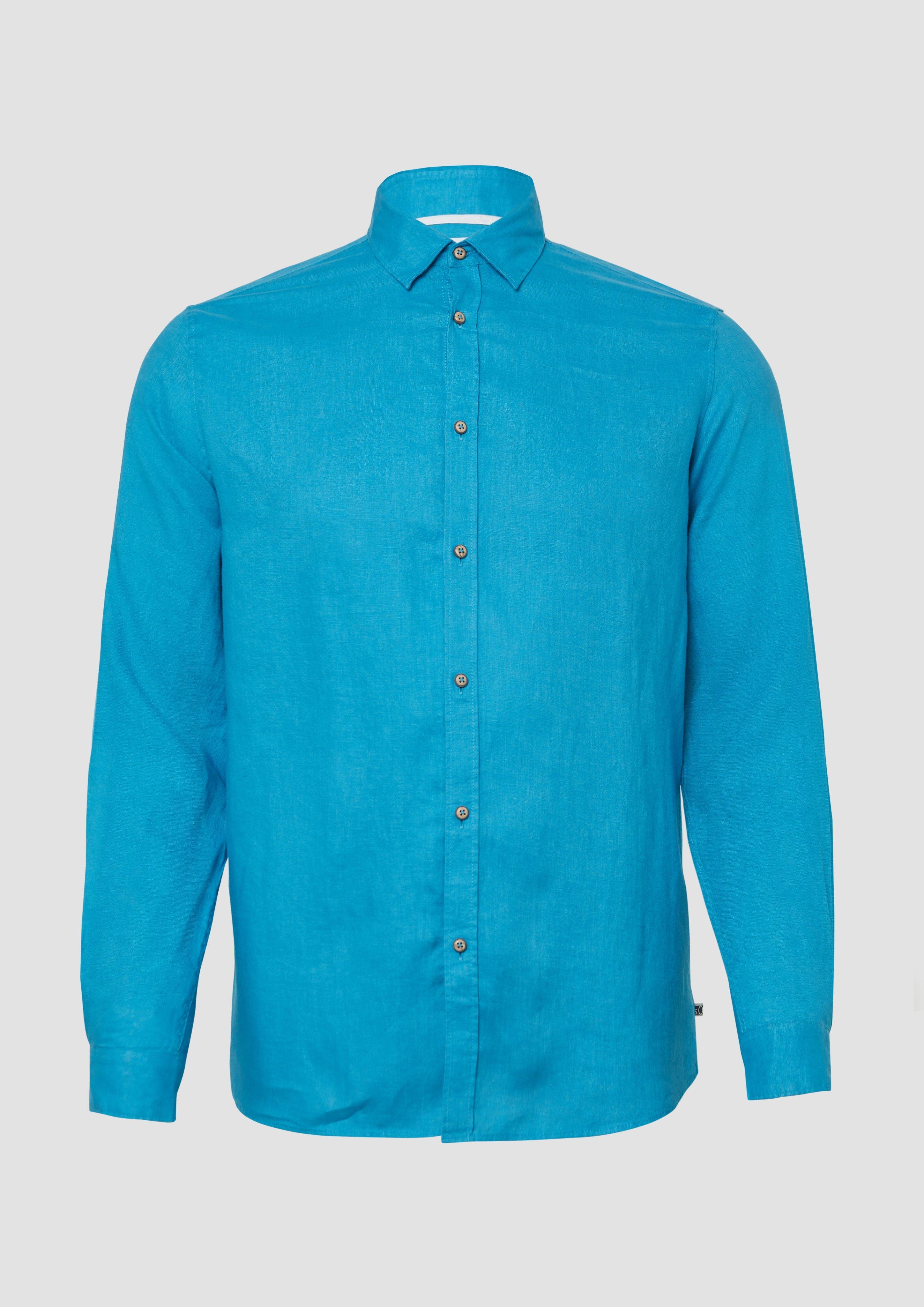 s.Oliver - Regular Fit: Hemd aus Leinen mit Button-Down-Kragen, Herren, türkis