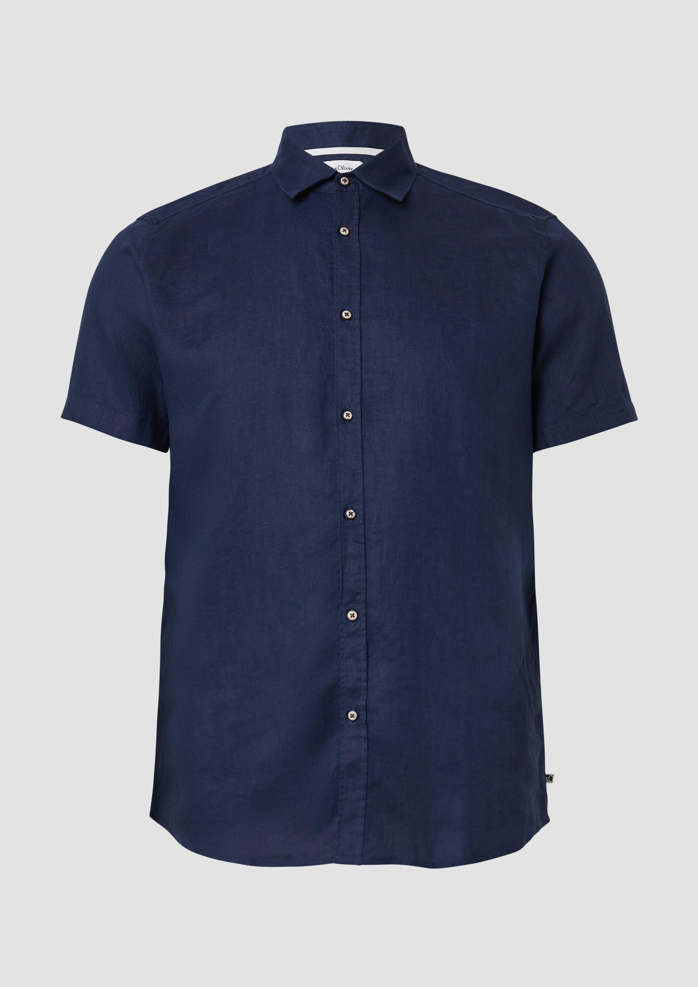 Thumbnail - s.Oliver - Regular Fit: Leichtes Kurzarmhemd aus 100% Leinen, Herren, blau