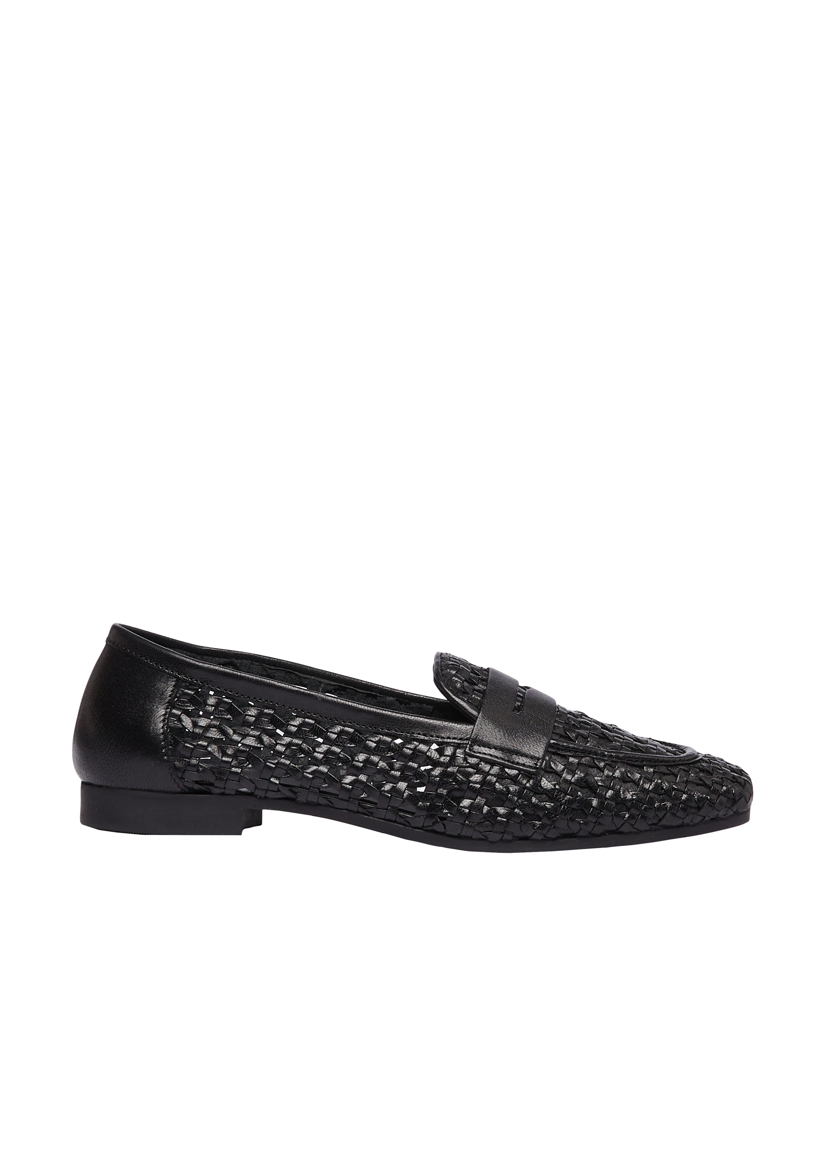 Braided loafers made from smooth leather - Black | COMMA