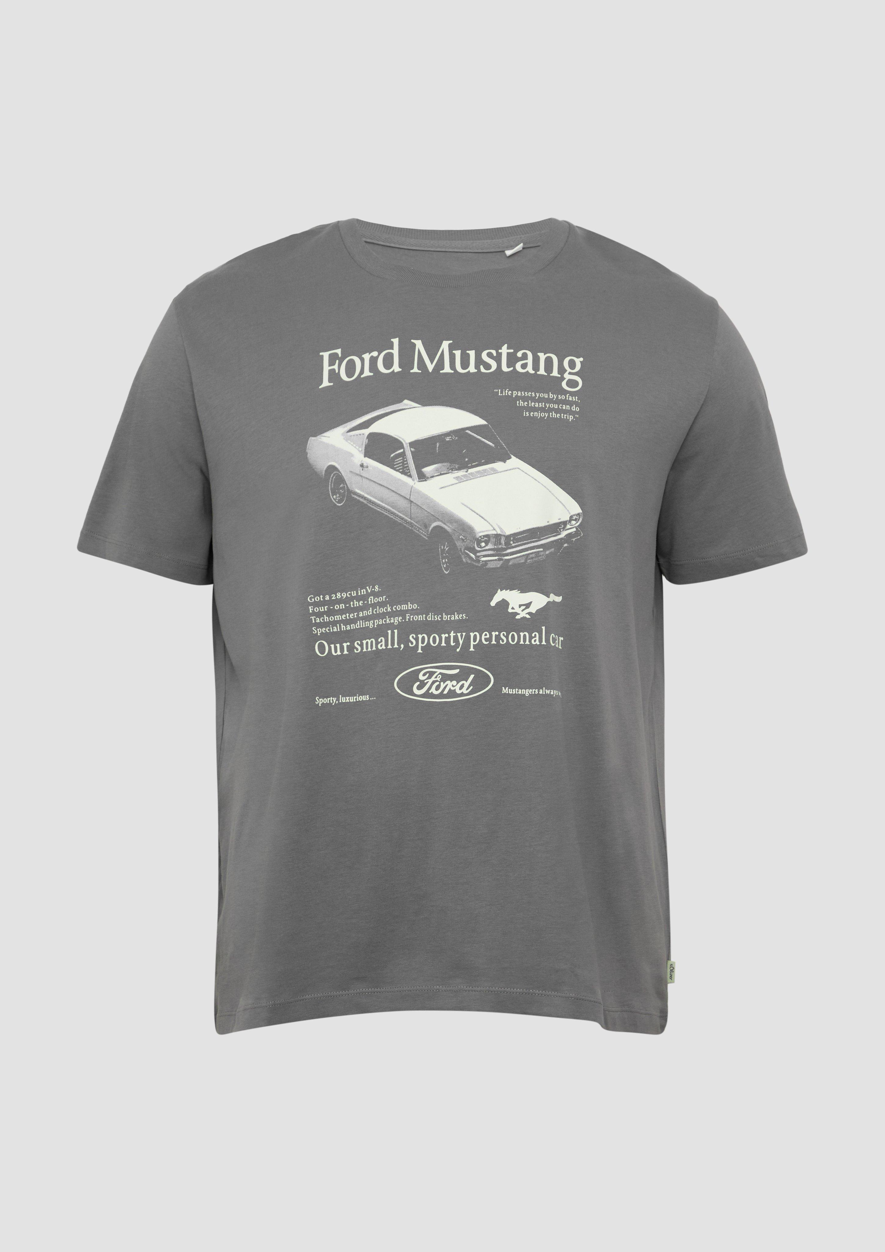 s.Oliver - Baumwoll-T-Shirt mit Ford®-Print, Herren, grau