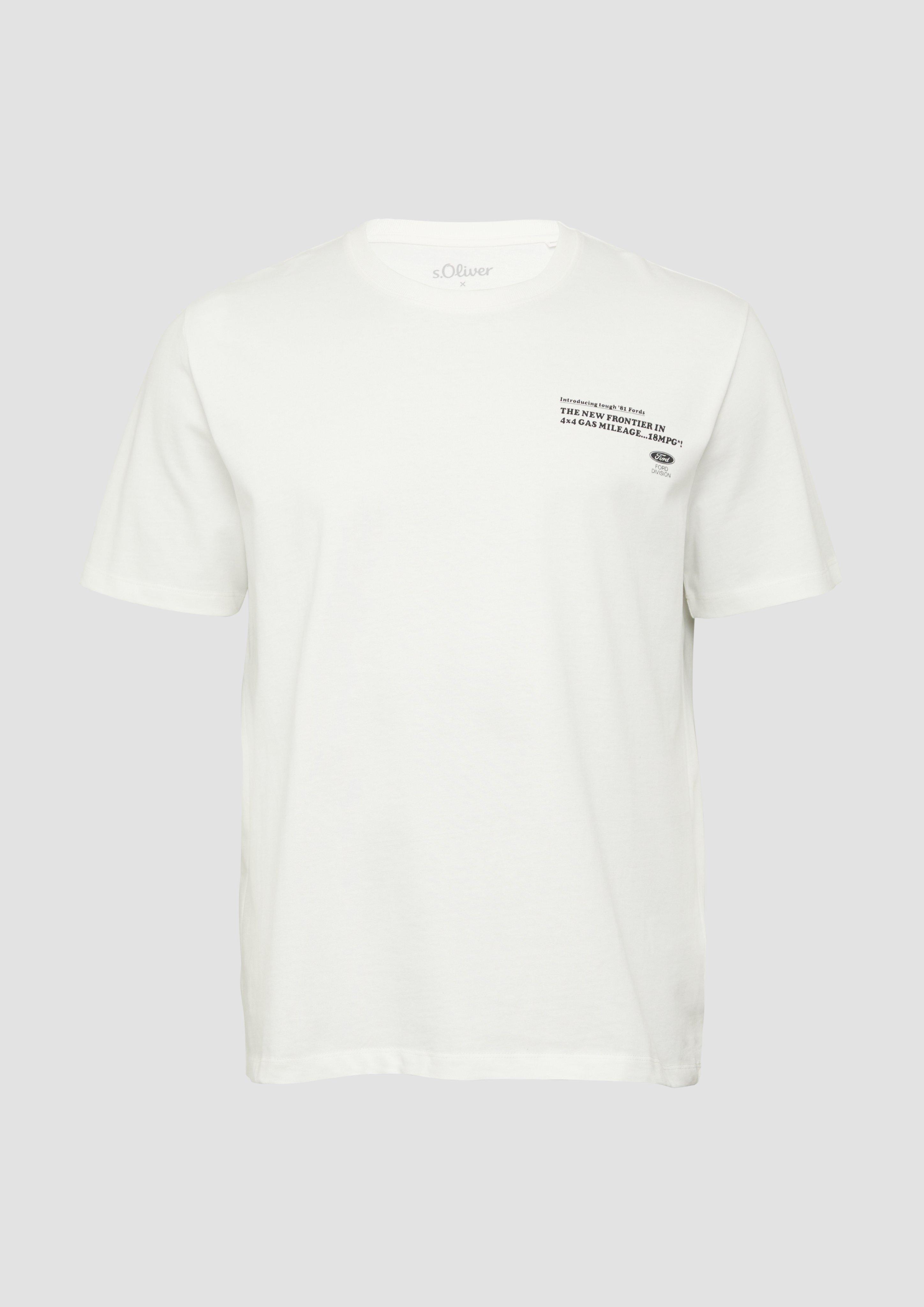 s.Oliver - T-Shirt mit Ford®-Artwork aus schwerer Baumwolle, Herren, weiß