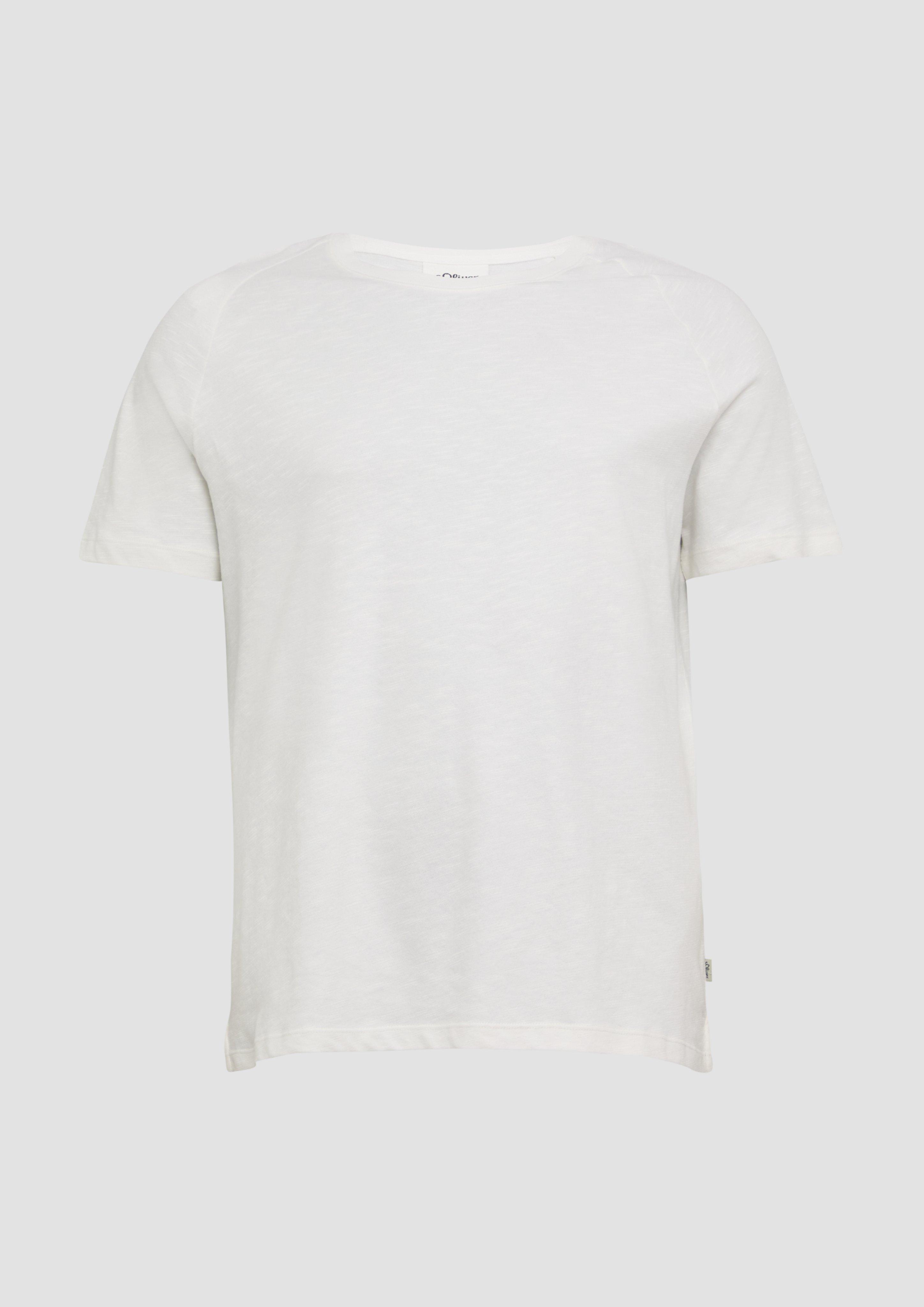 s.Oliver - Raglan-Shirt mit Flammgarnstruktur, Herren, weiß