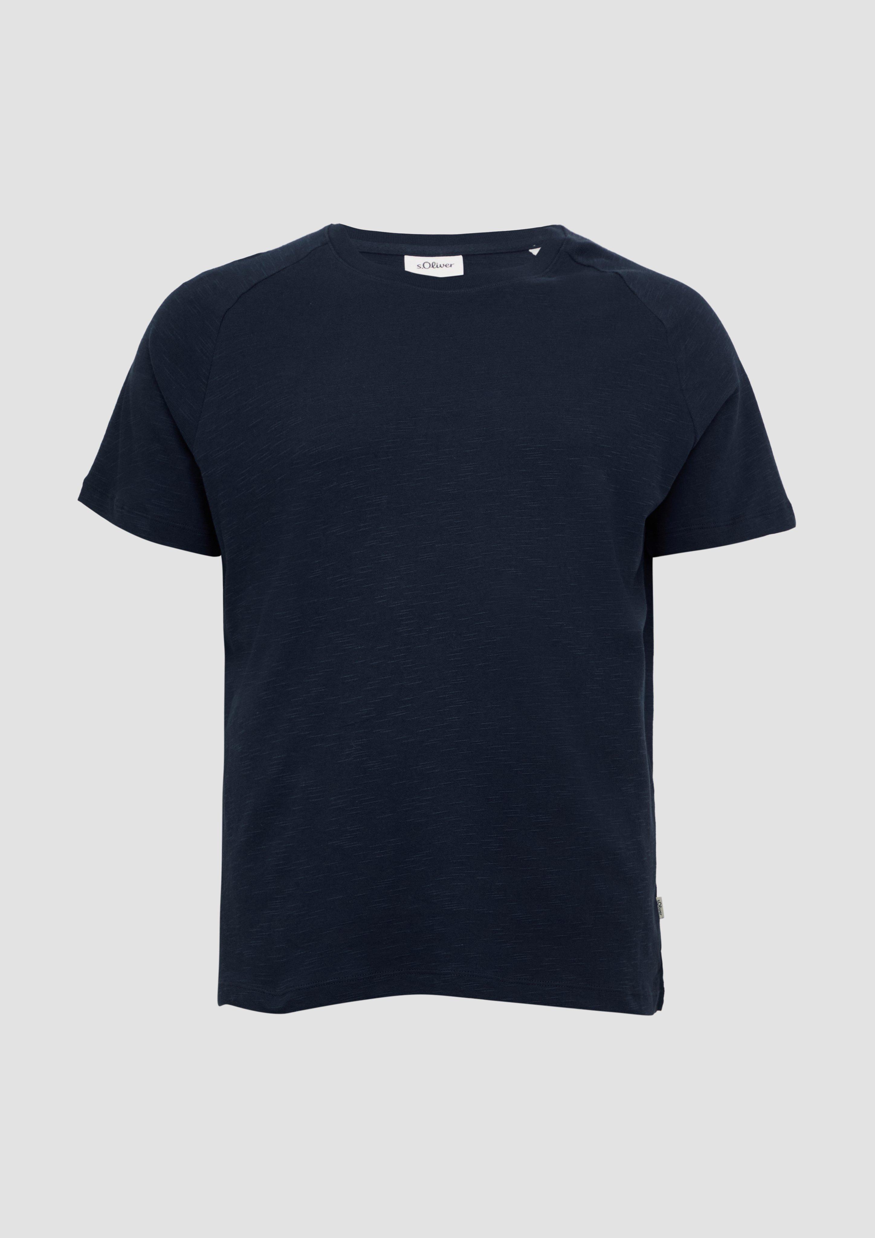 s.Oliver - Raglan-Shirt mit Flammgarnstruktur, Herren, blau