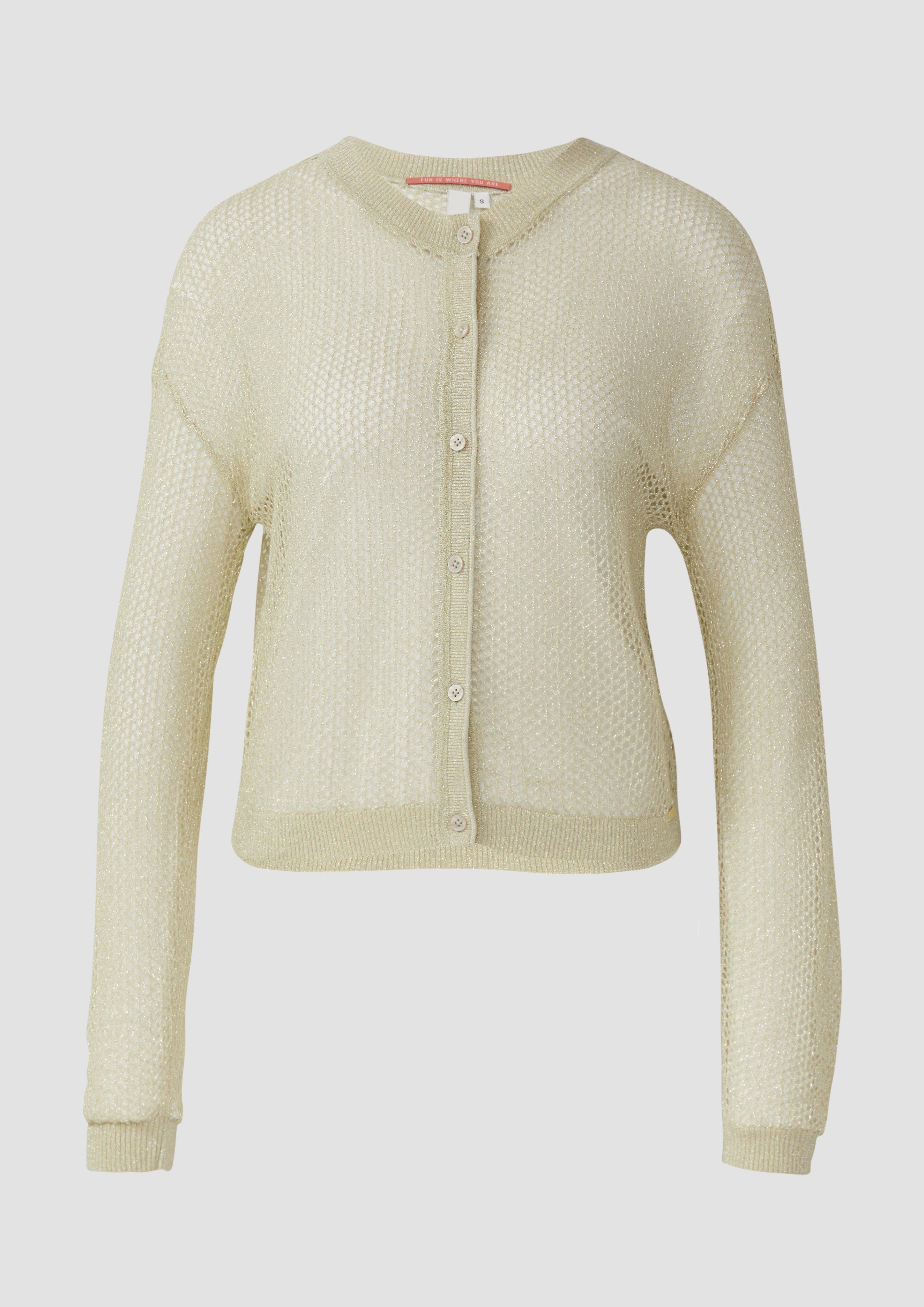 QS - Jacke in Häkeloptik mit Glitzergarn, Damen, gelb