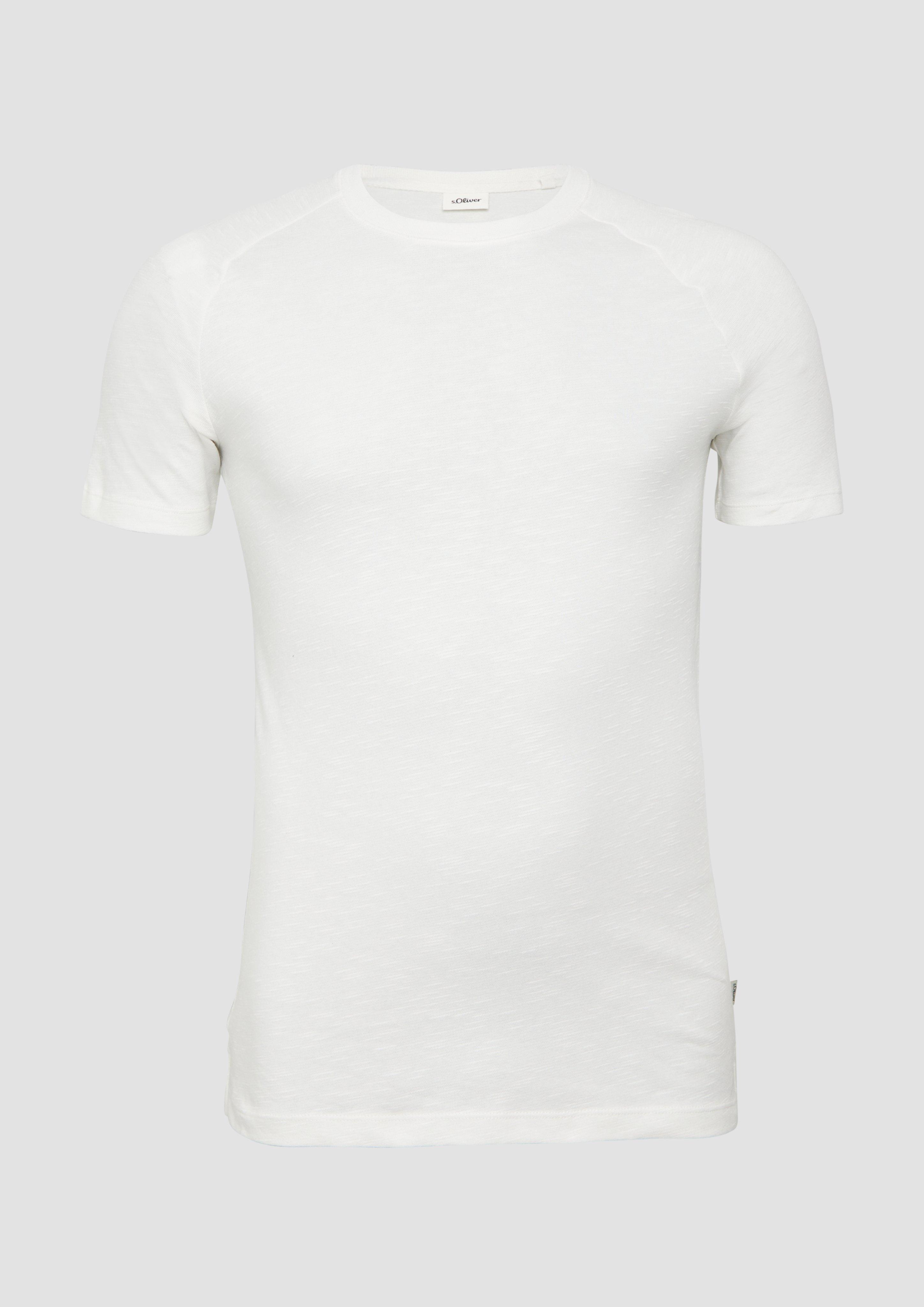 s.Oliver - Raglan-Shirt mit Flammgarnstruktur, Herren, weiß