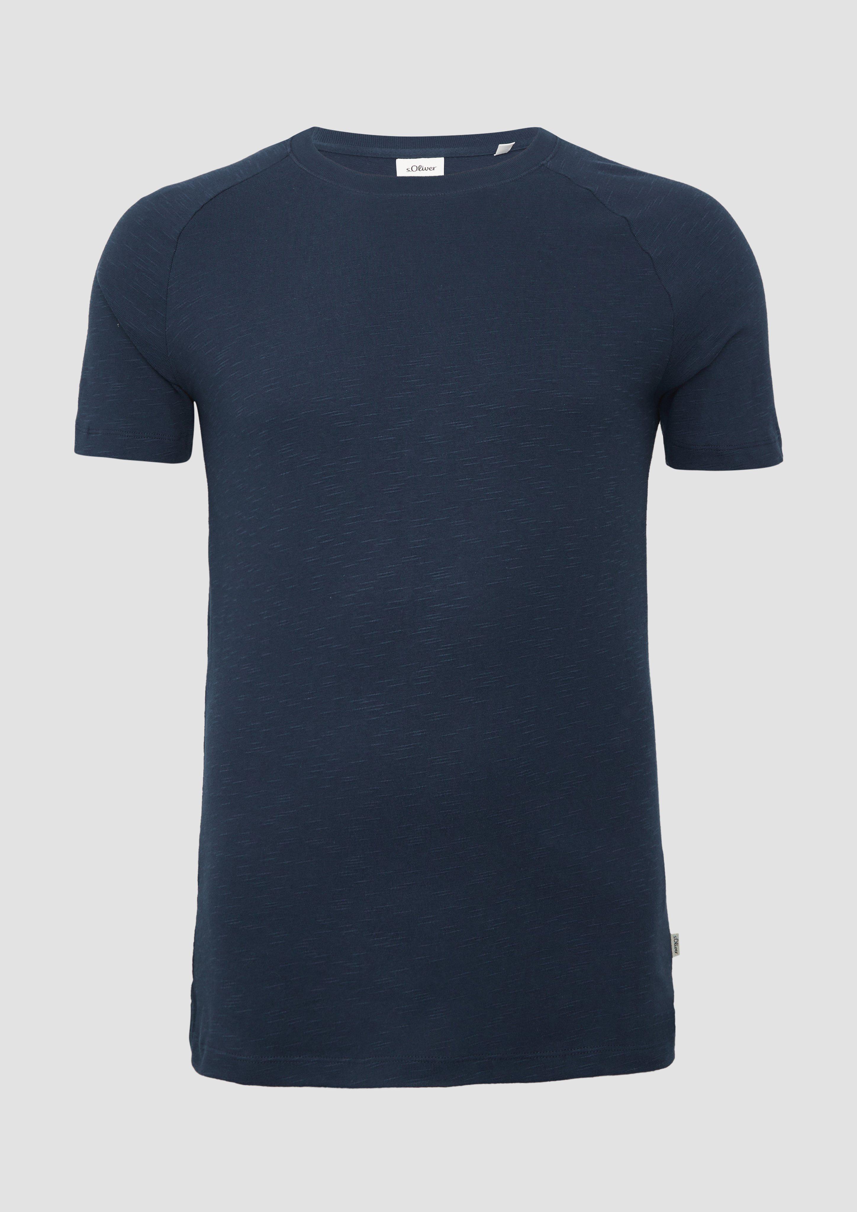 s.Oliver - Raglan-Shirt mit Flammgarnstruktur, Herren, blau