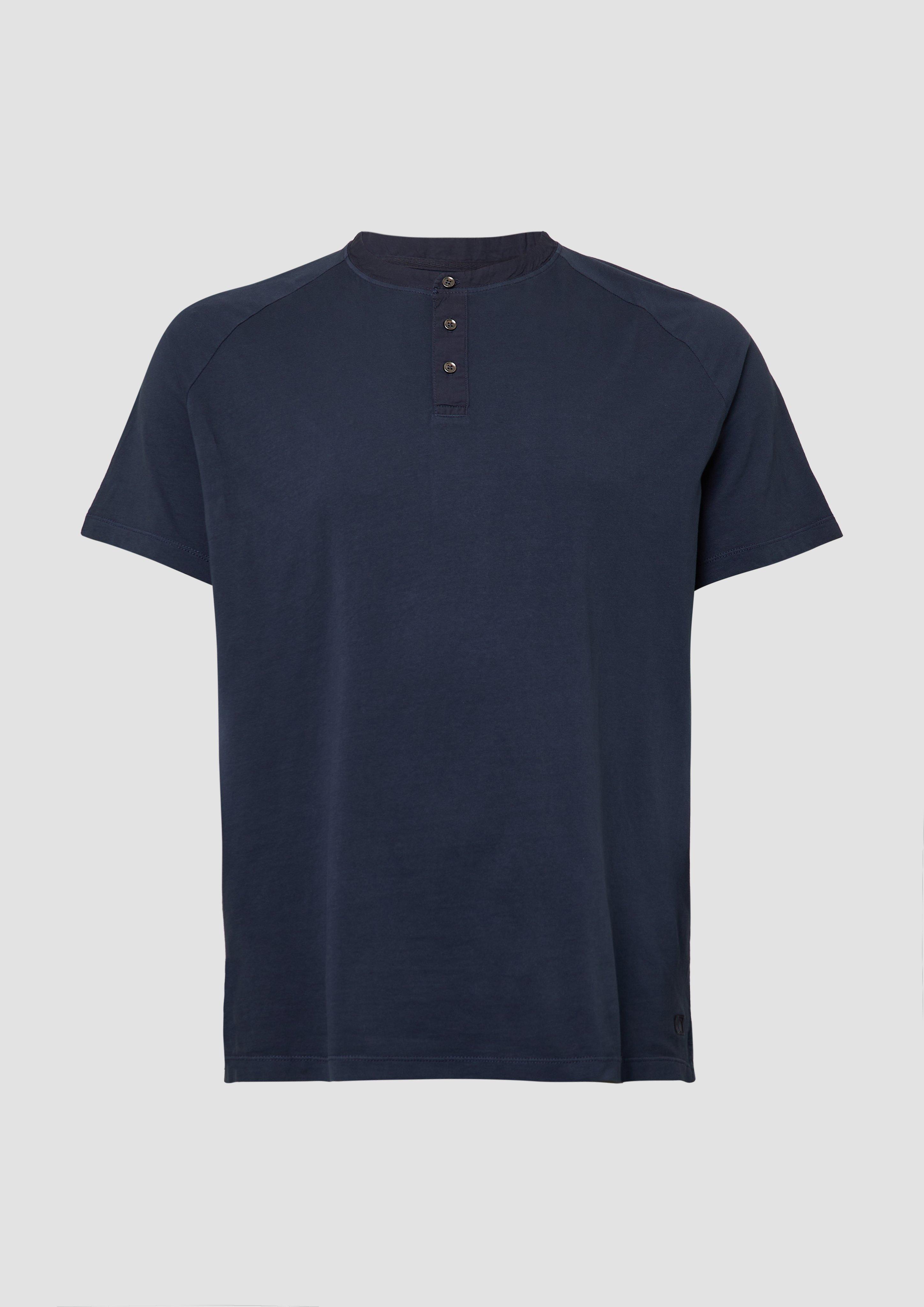 s.Oliver - Henley-T-Shirt mit Raglanärmeln und Garment Dye, Herren, blau