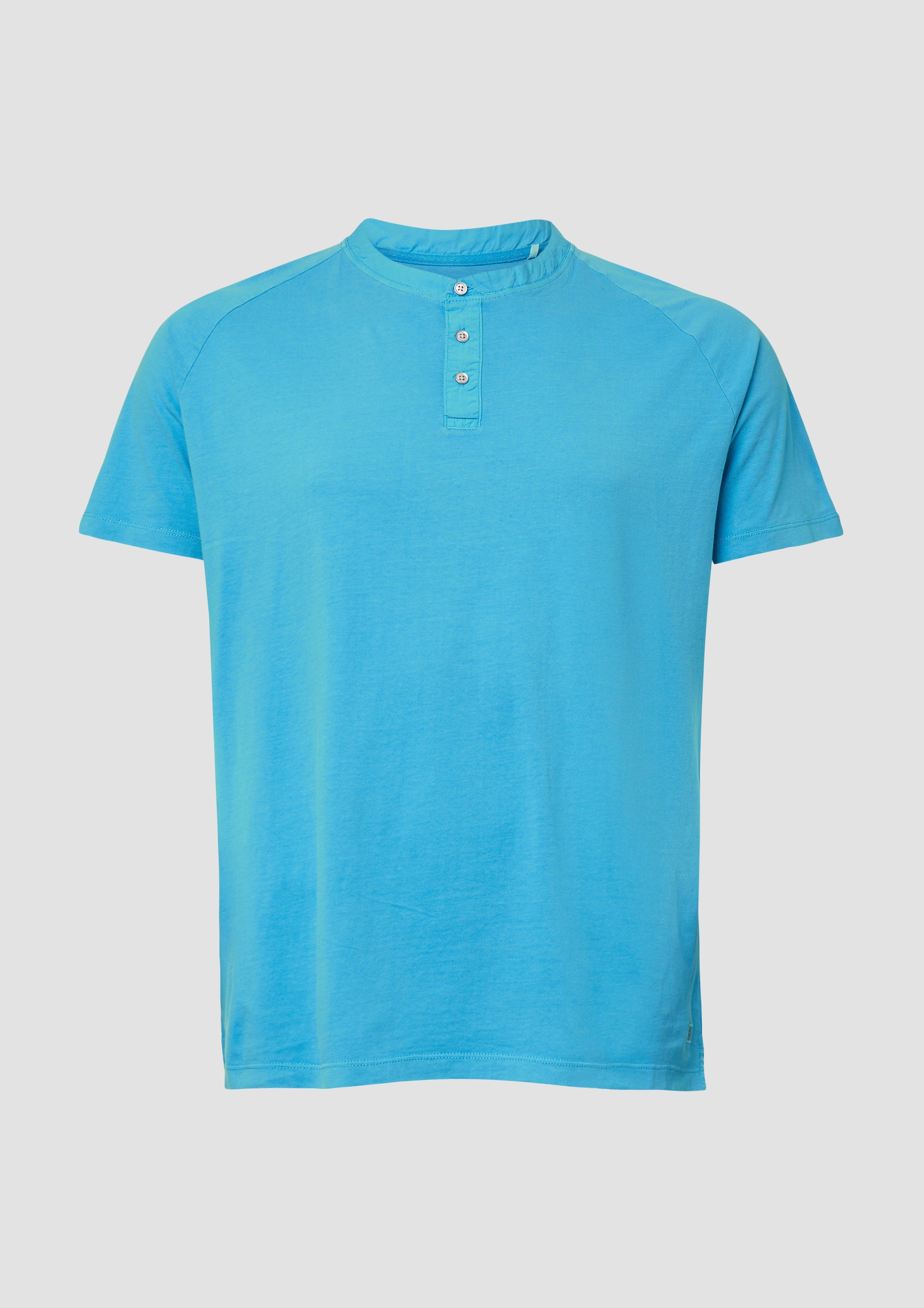 s.Oliver - Henley-T-Shirt mit Raglanärmeln und Garment Dye, Herren, türkis