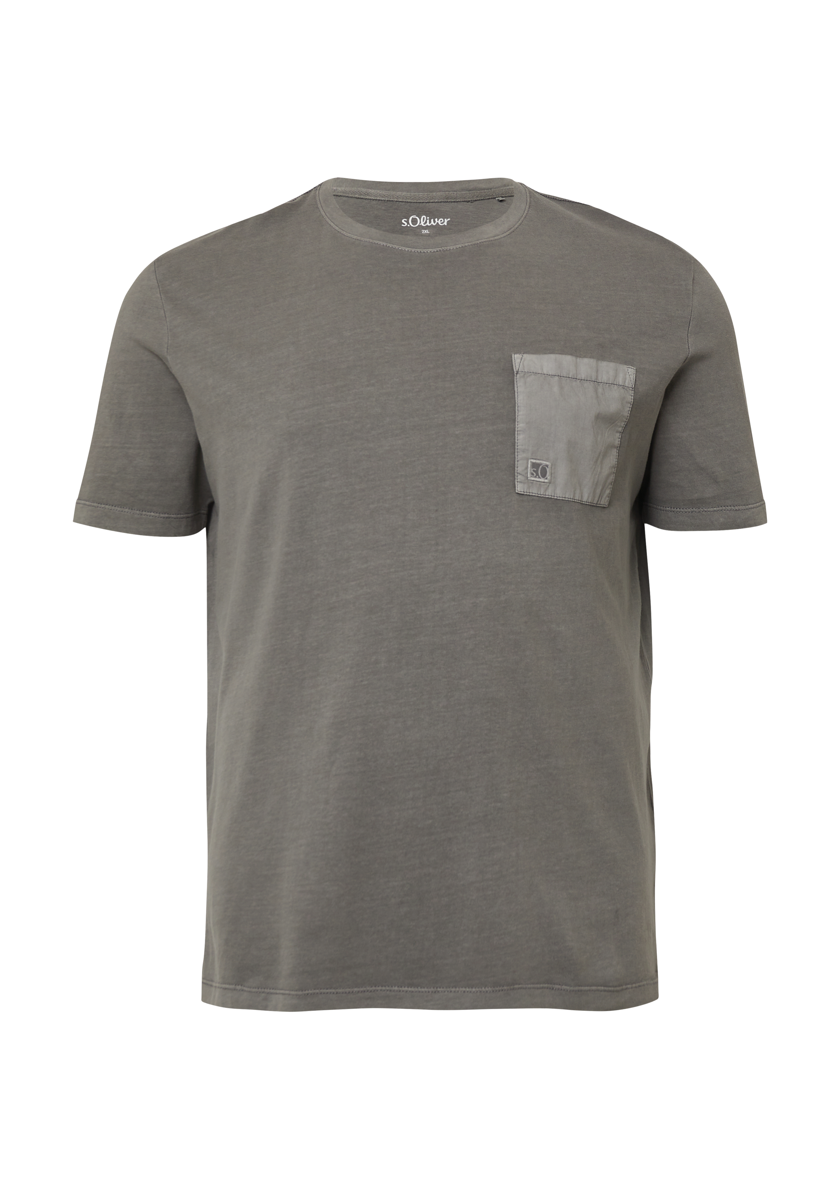 T-shirt with breast pocket and garment dye Grey