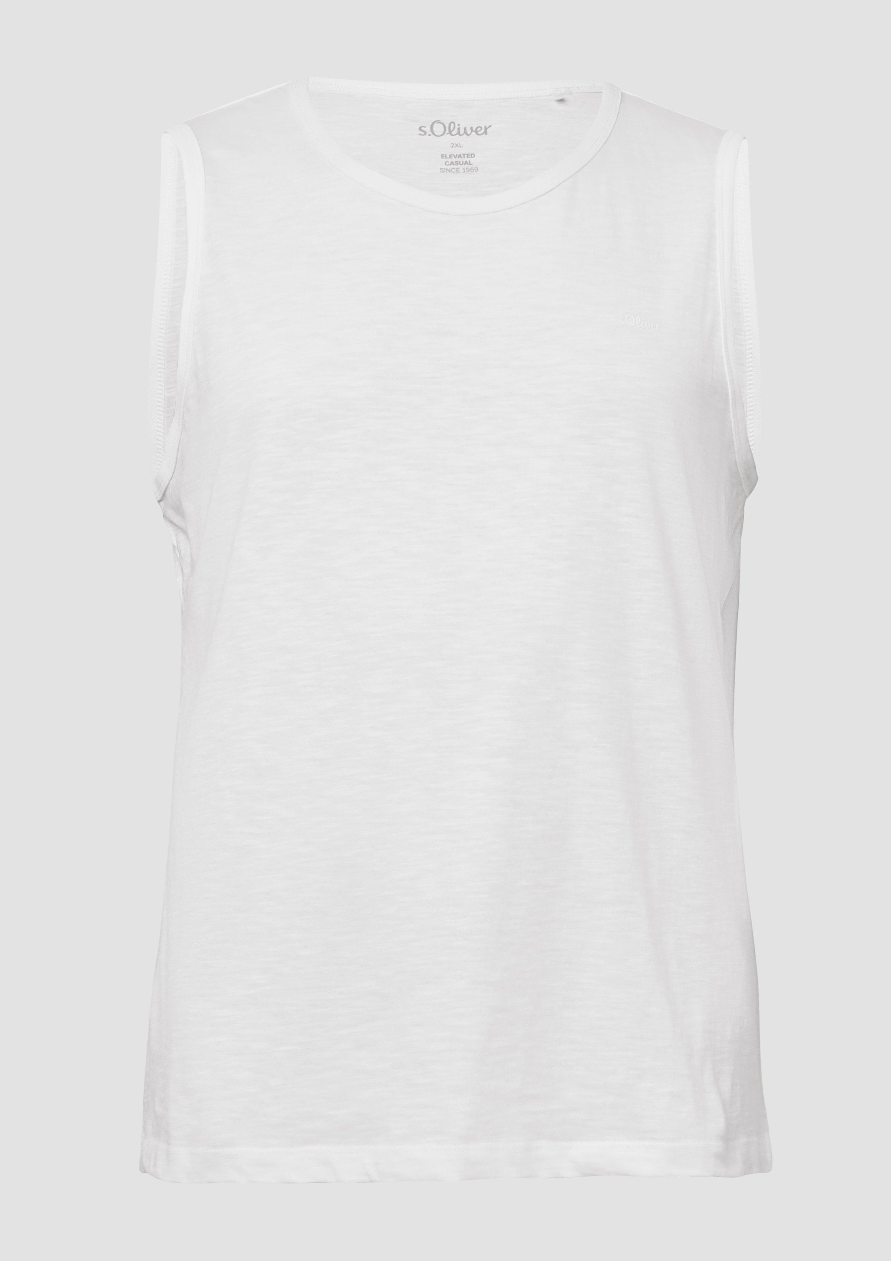 s.Oliver - Tanktop mit Flammgarnstruktur und Logo, Herren, weiß