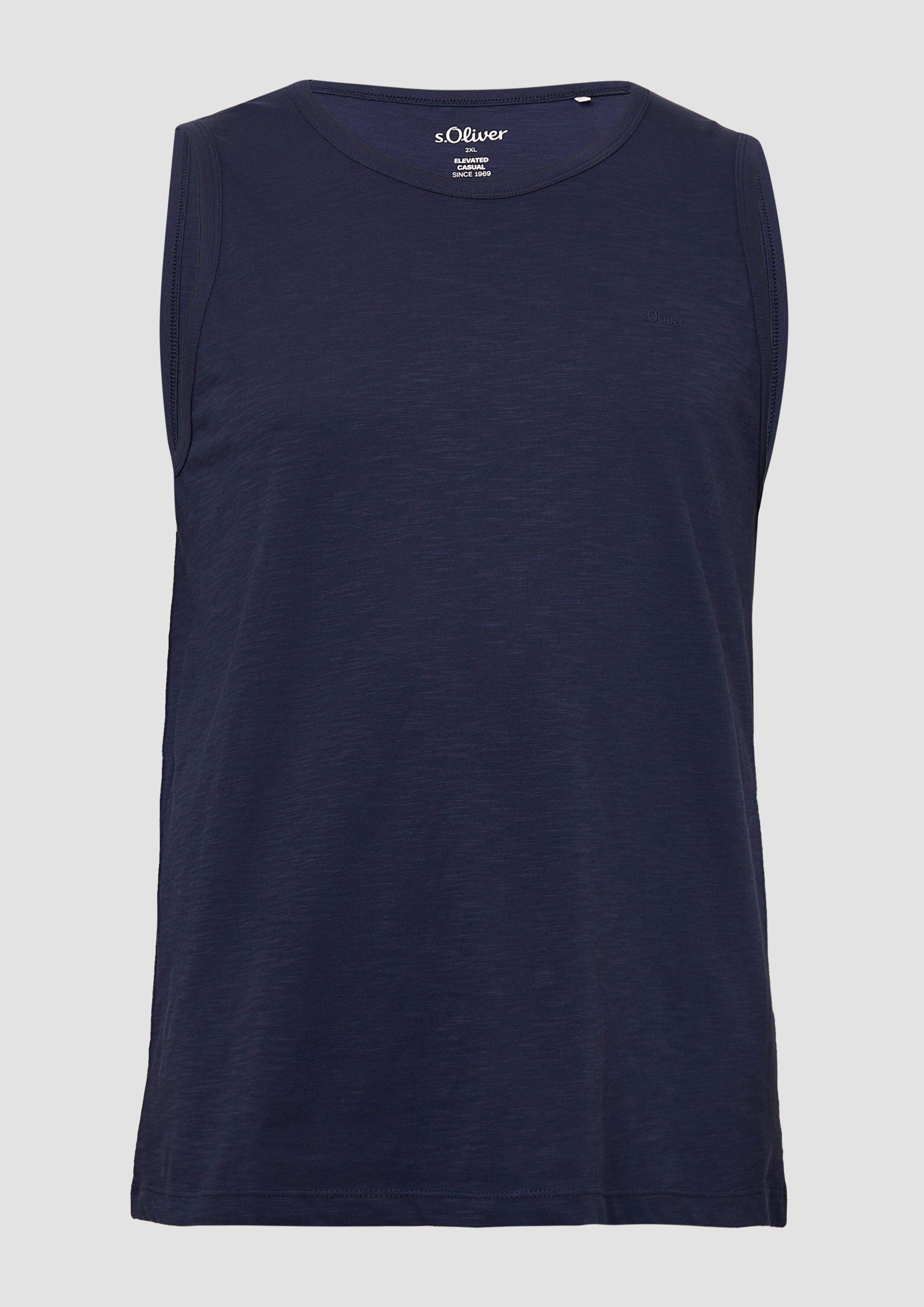 s.Oliver - Tanktop aus Baumwolle mit Flammgarnstruktur, Herren, blau