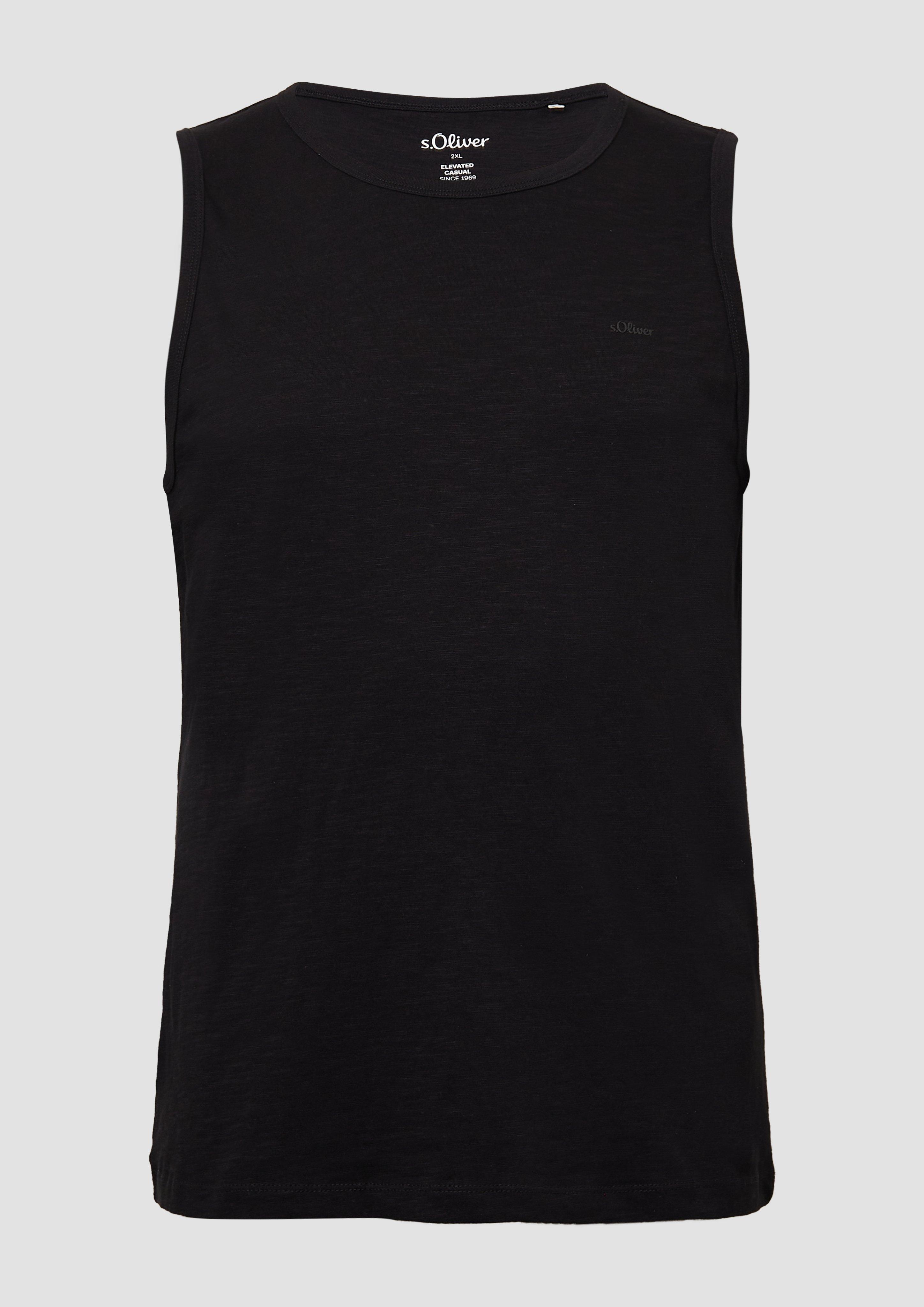 s.Oliver - Tanktop mit Flammgarnstruktur und Logo, Herren, schwarz