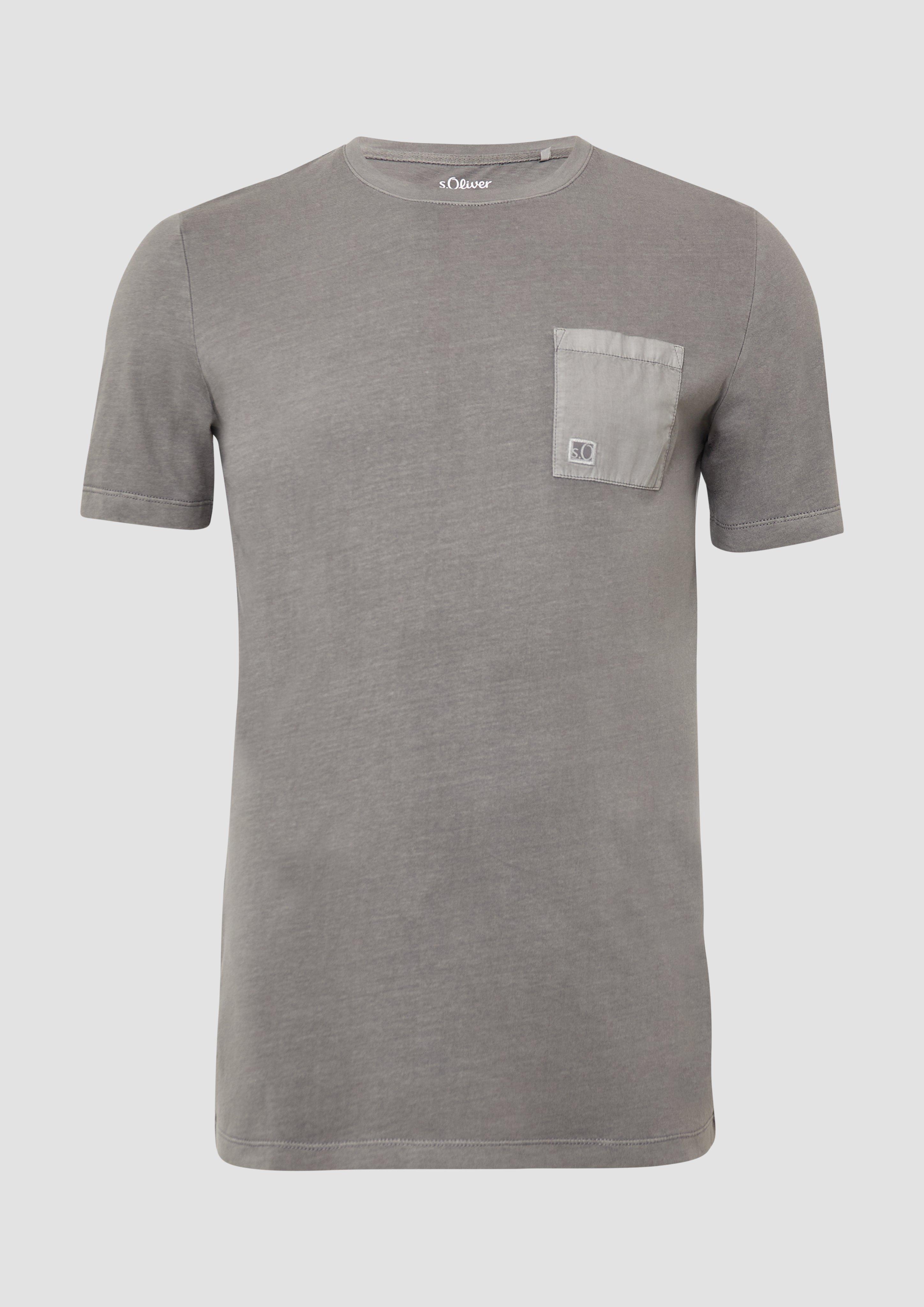 s.Oliver - T-Shirt mit Brusttasche und Garment Dye, Herren, grau