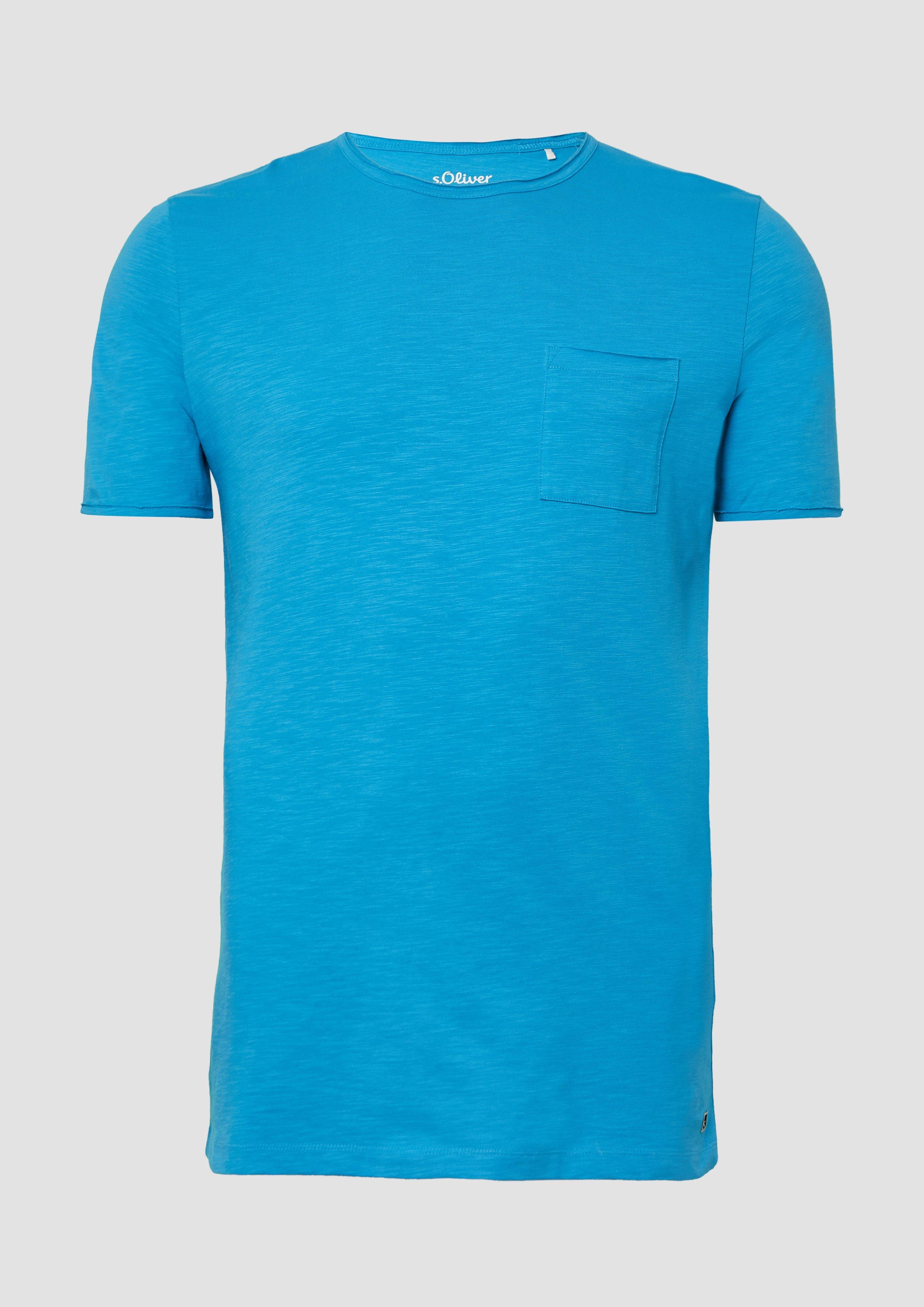 s.Oliver - T-Shirt aus Baumwolle und Rollsaum, Herren, türkis