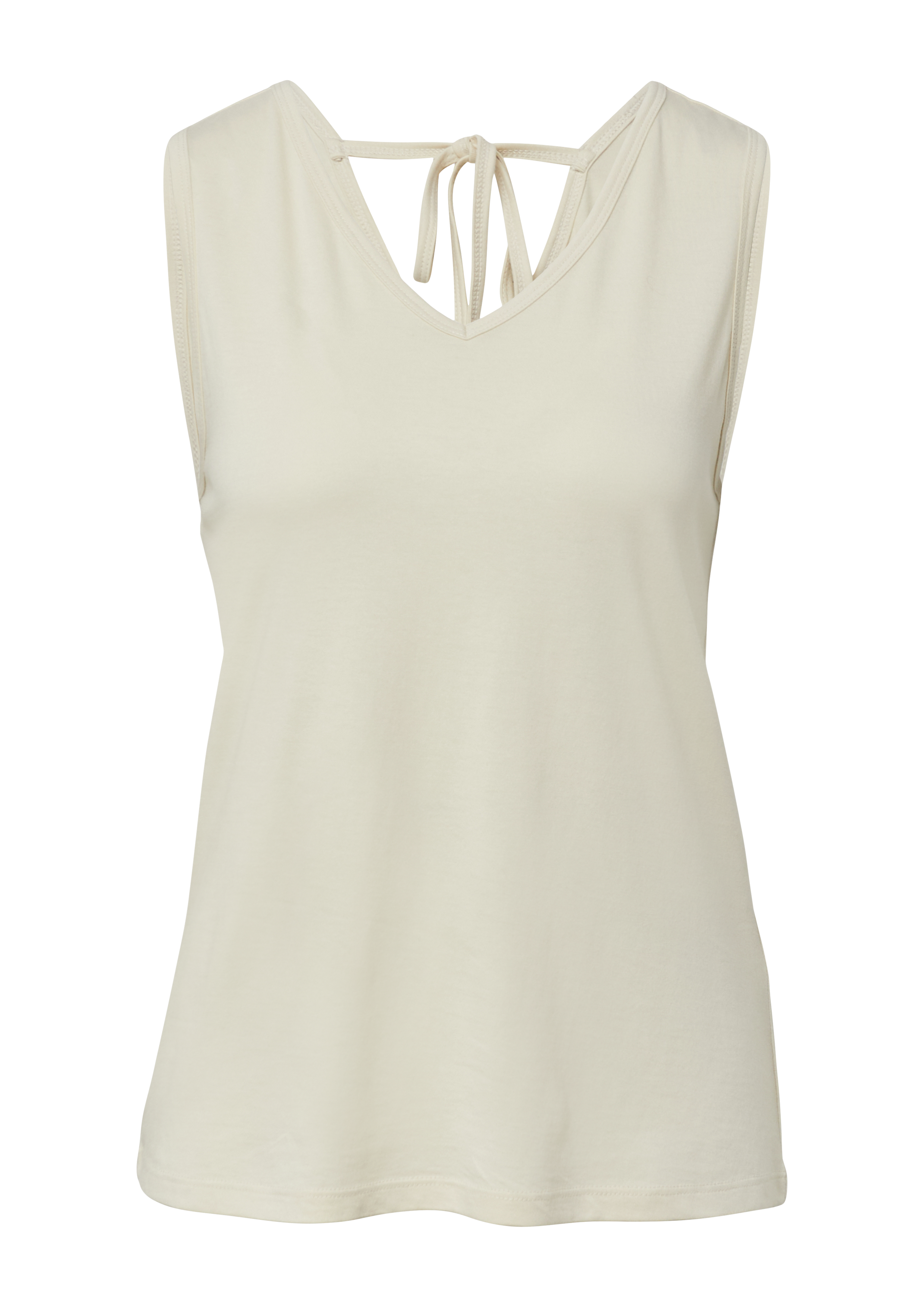 Top met V-hals en detail op de achterkant
