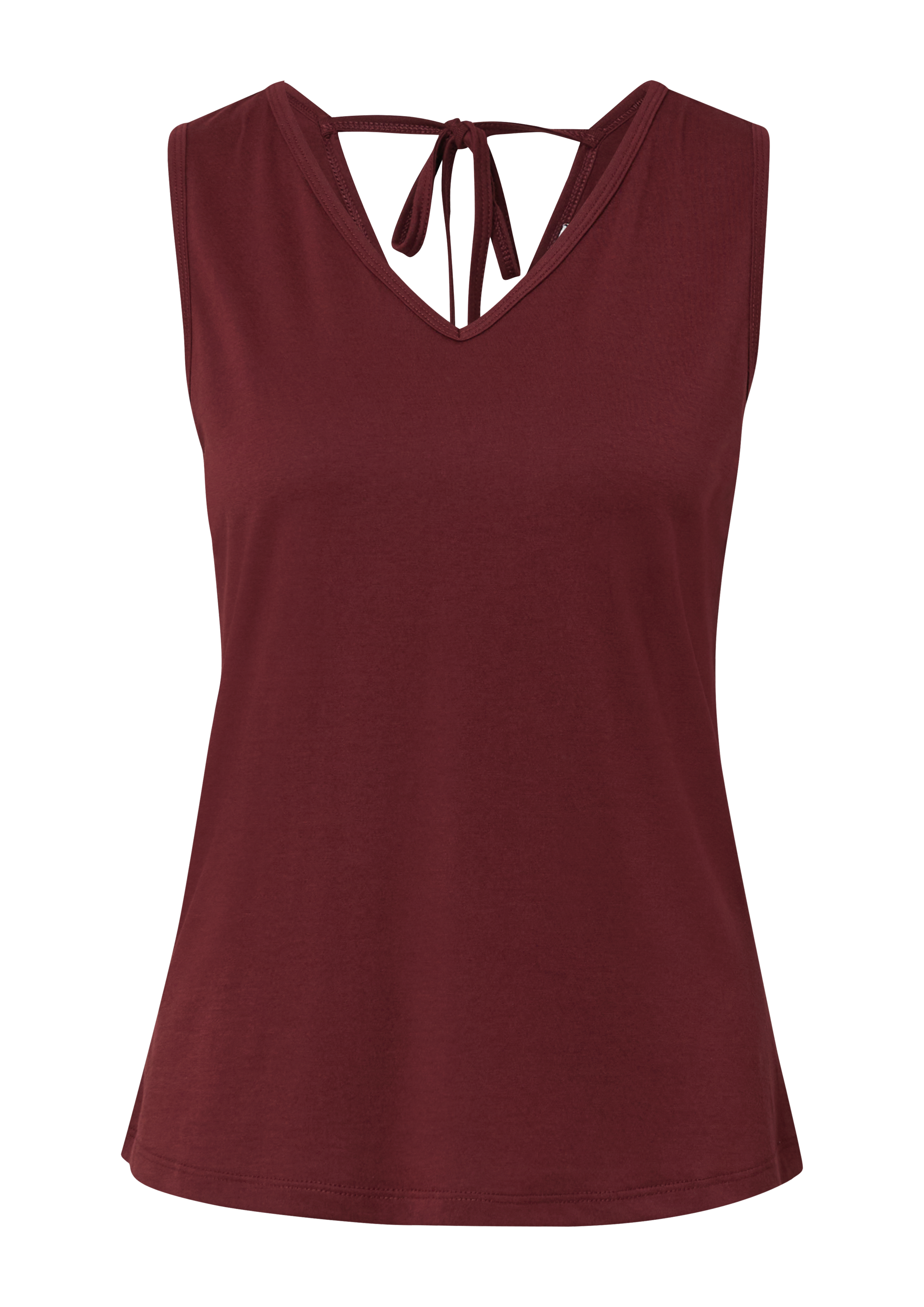 Top met V-hals en detail op de achterkant