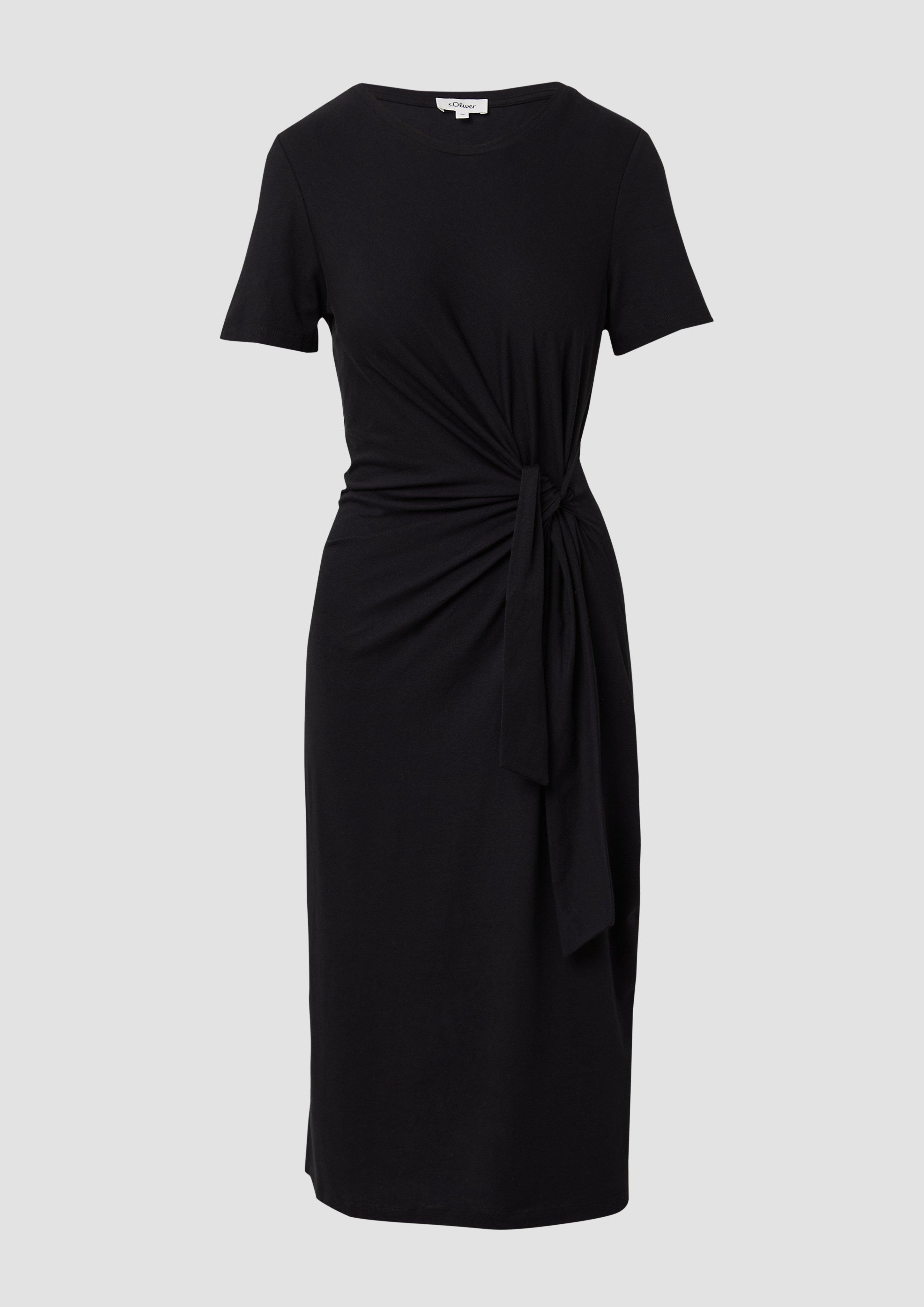 s.Oliver - Jersey-Kleid mit Knotendetail und Raffung, Damen, schwarz