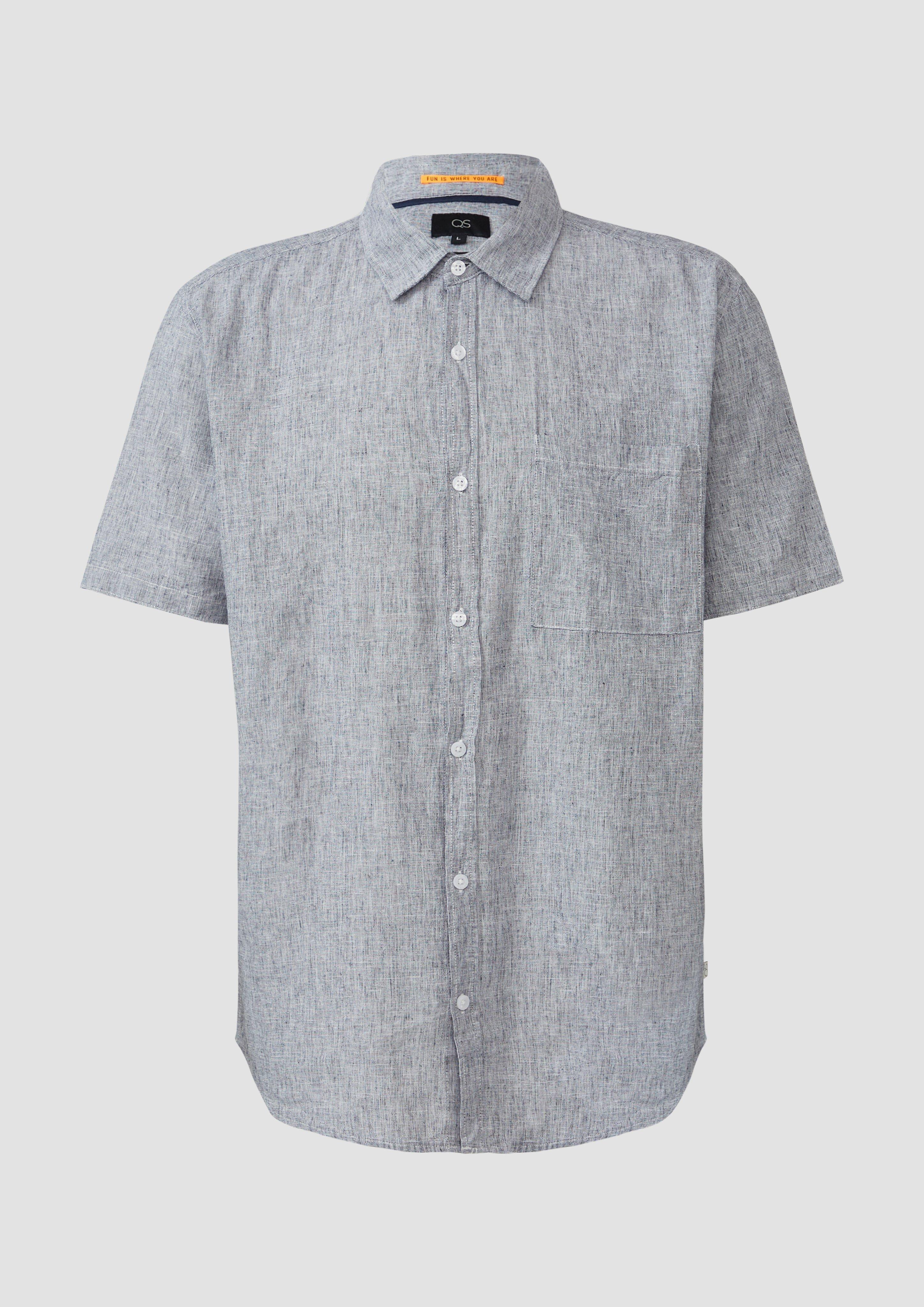 QS - Regular Fit: Meliertes Hemd aus Leinenmix, Herren, blau