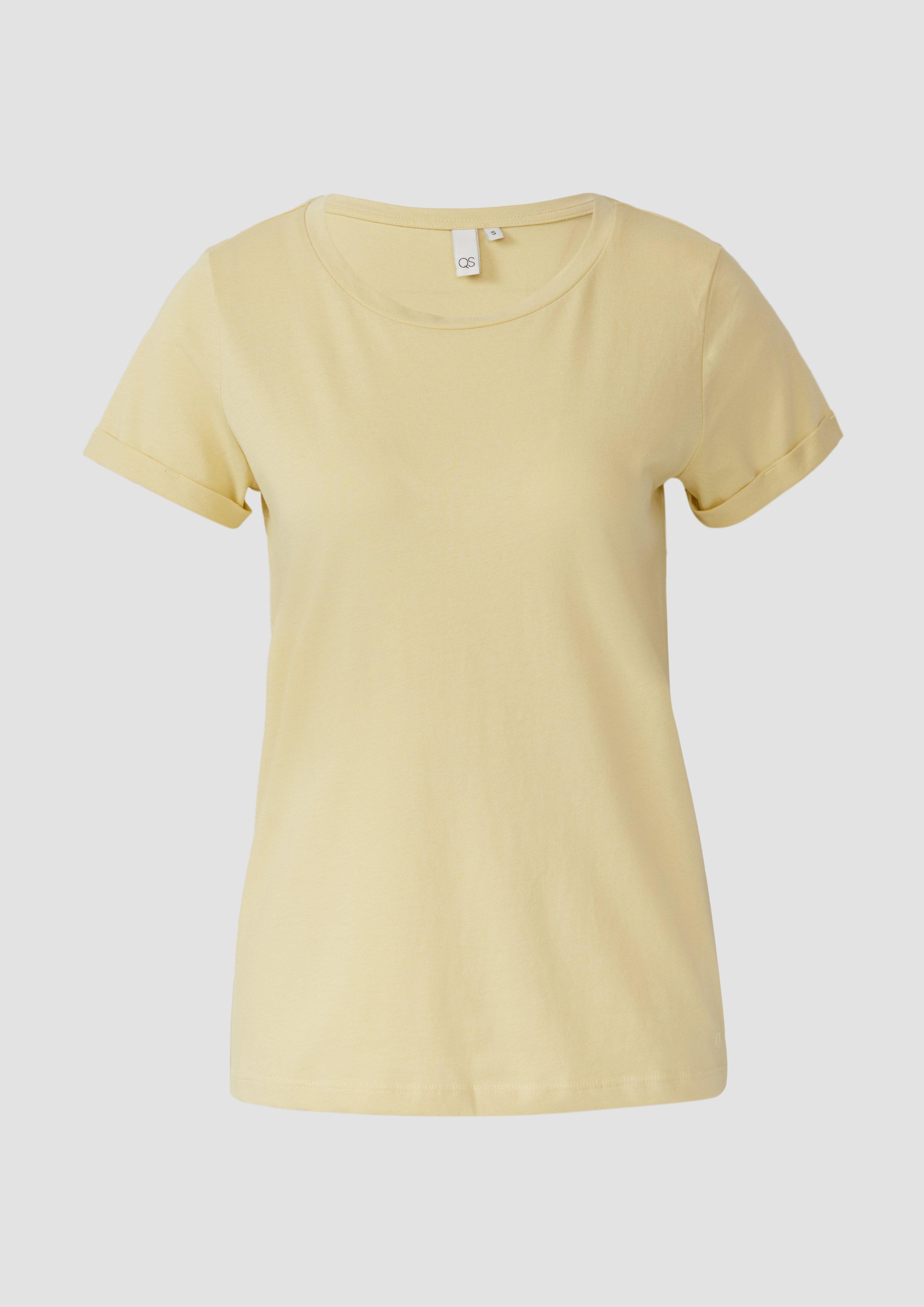 QS - Jerseyshirt mit Crew Neck, Damen, gelb