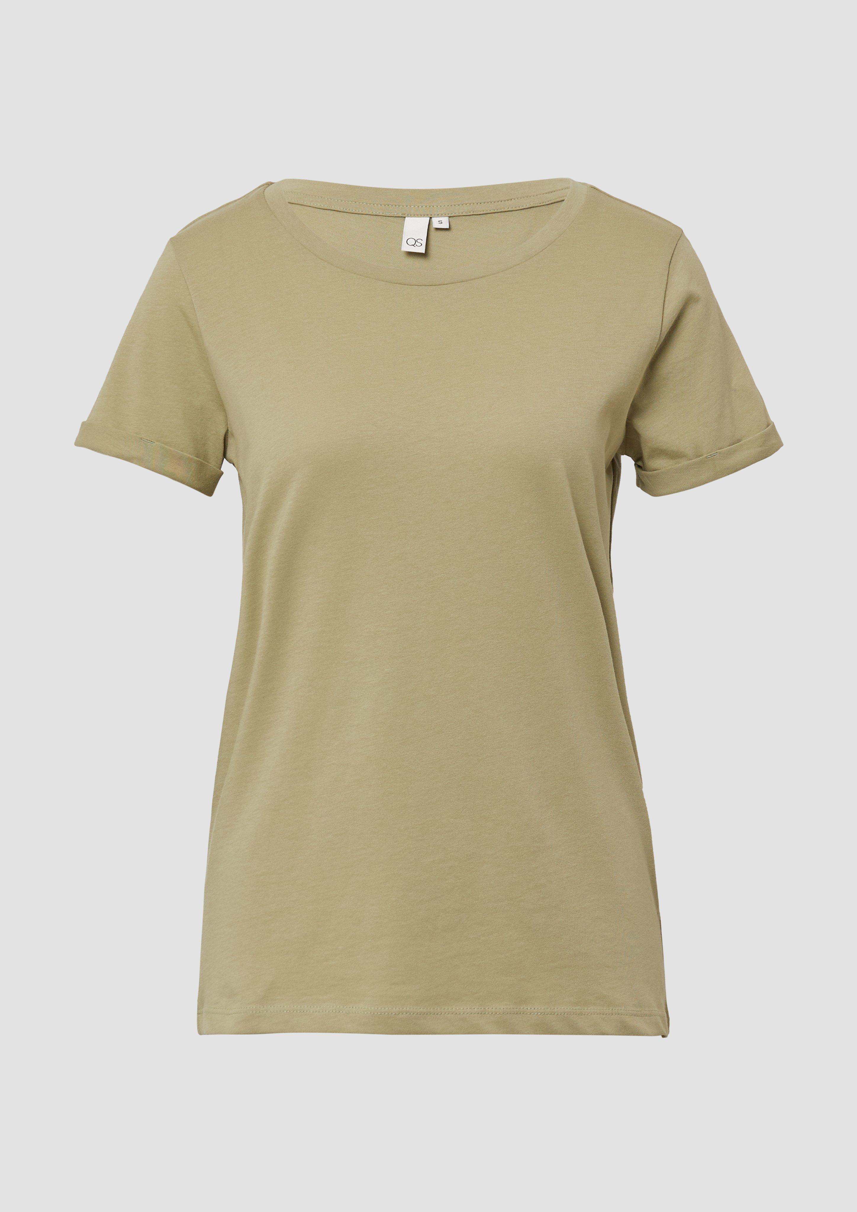 QS - Jerseyshirt mit Crew Neck, Damen, Grün