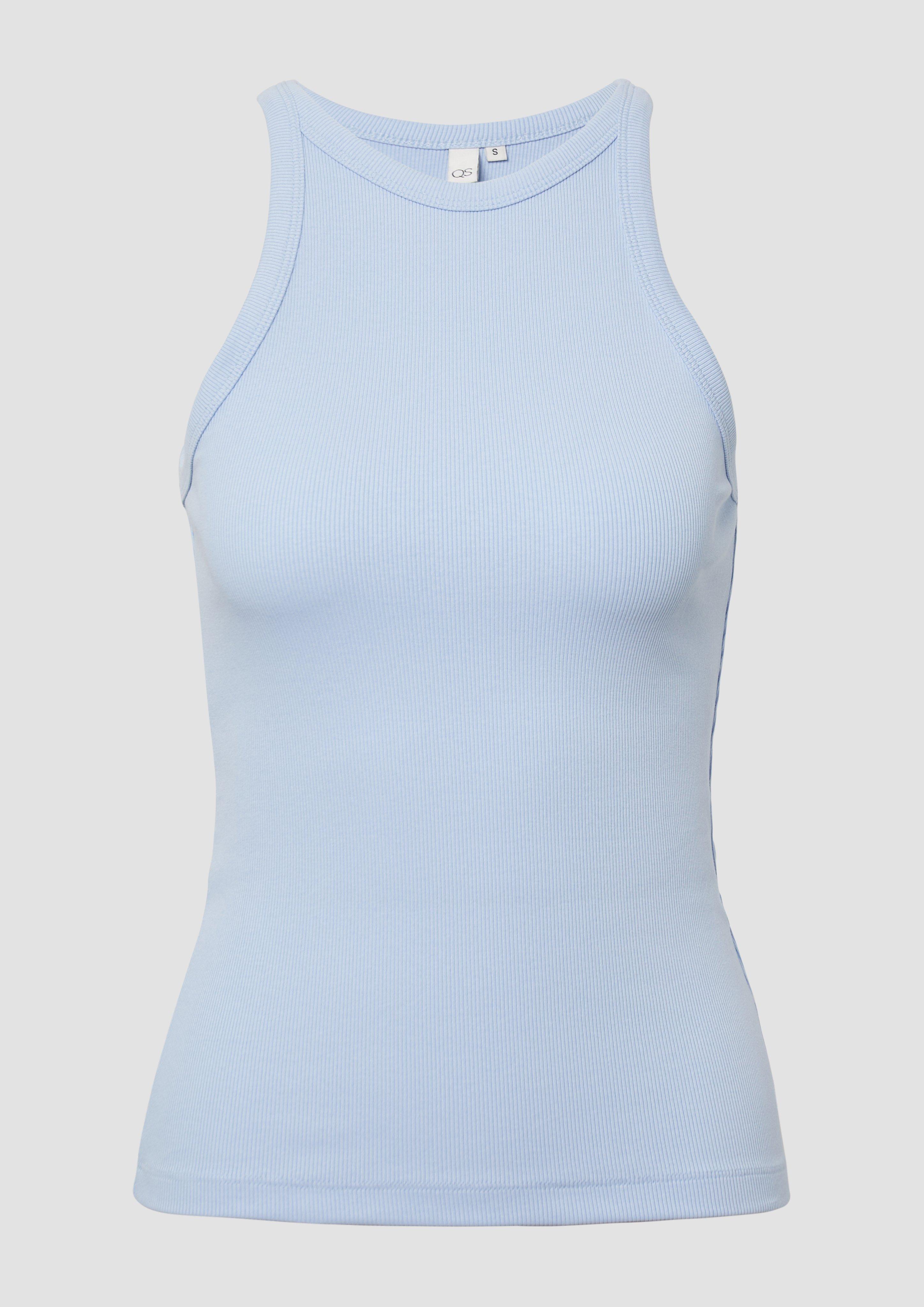 QS - Geripptes Tanktop, Damen, blau