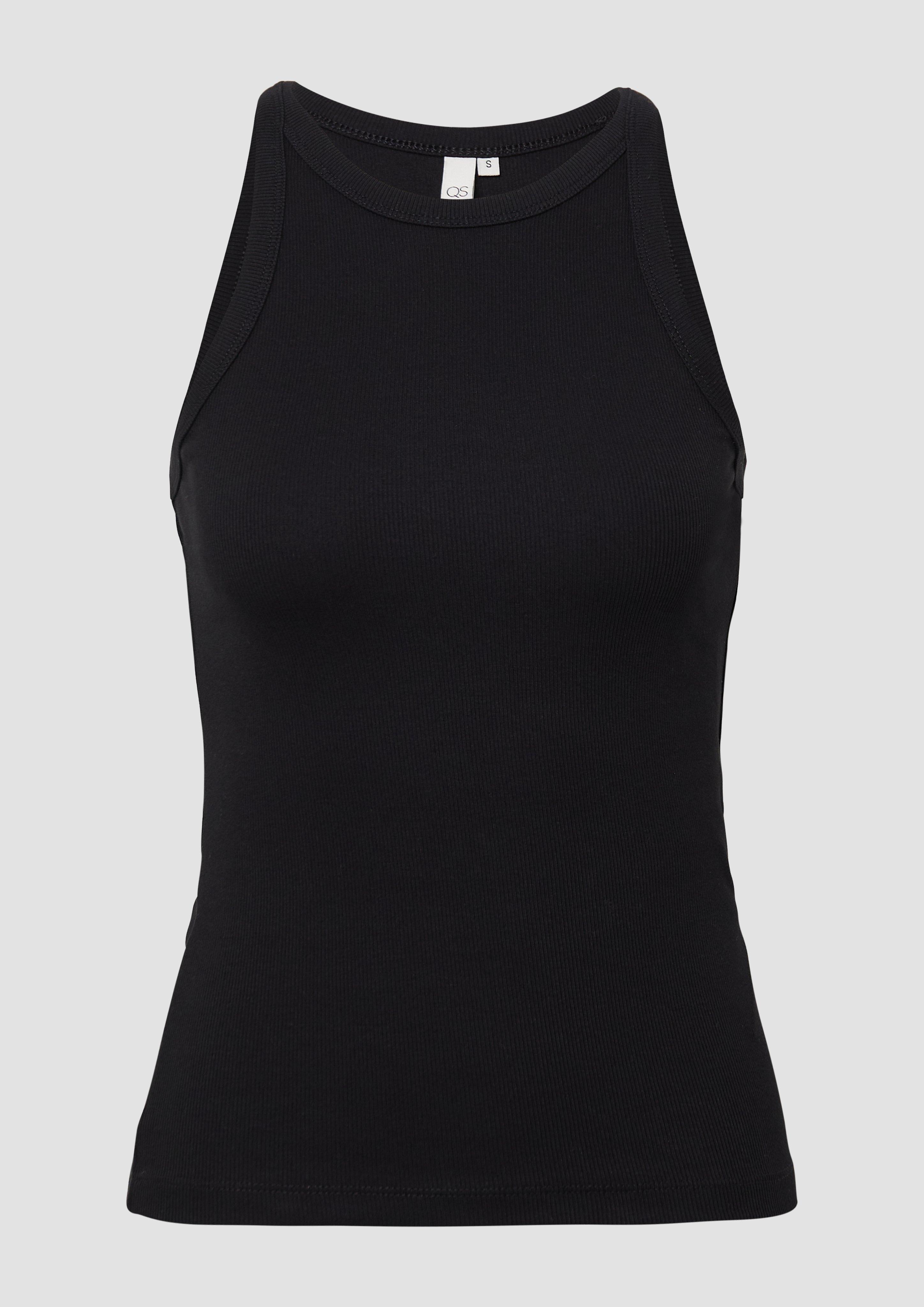QS - Geripptes Tanktop, Damen, schwarz