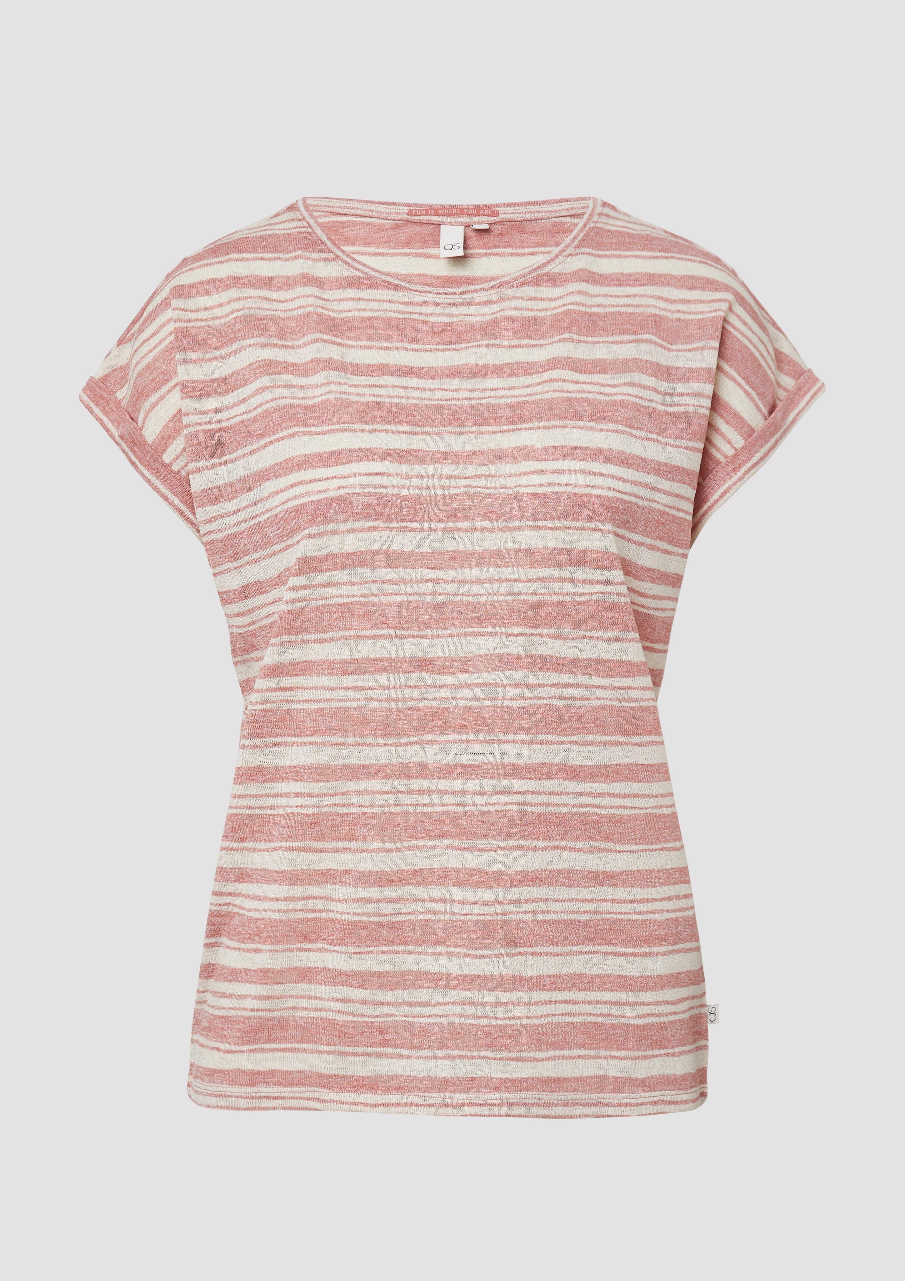 QS - Ringelshirt aus Viskosemix, Damen, Orange