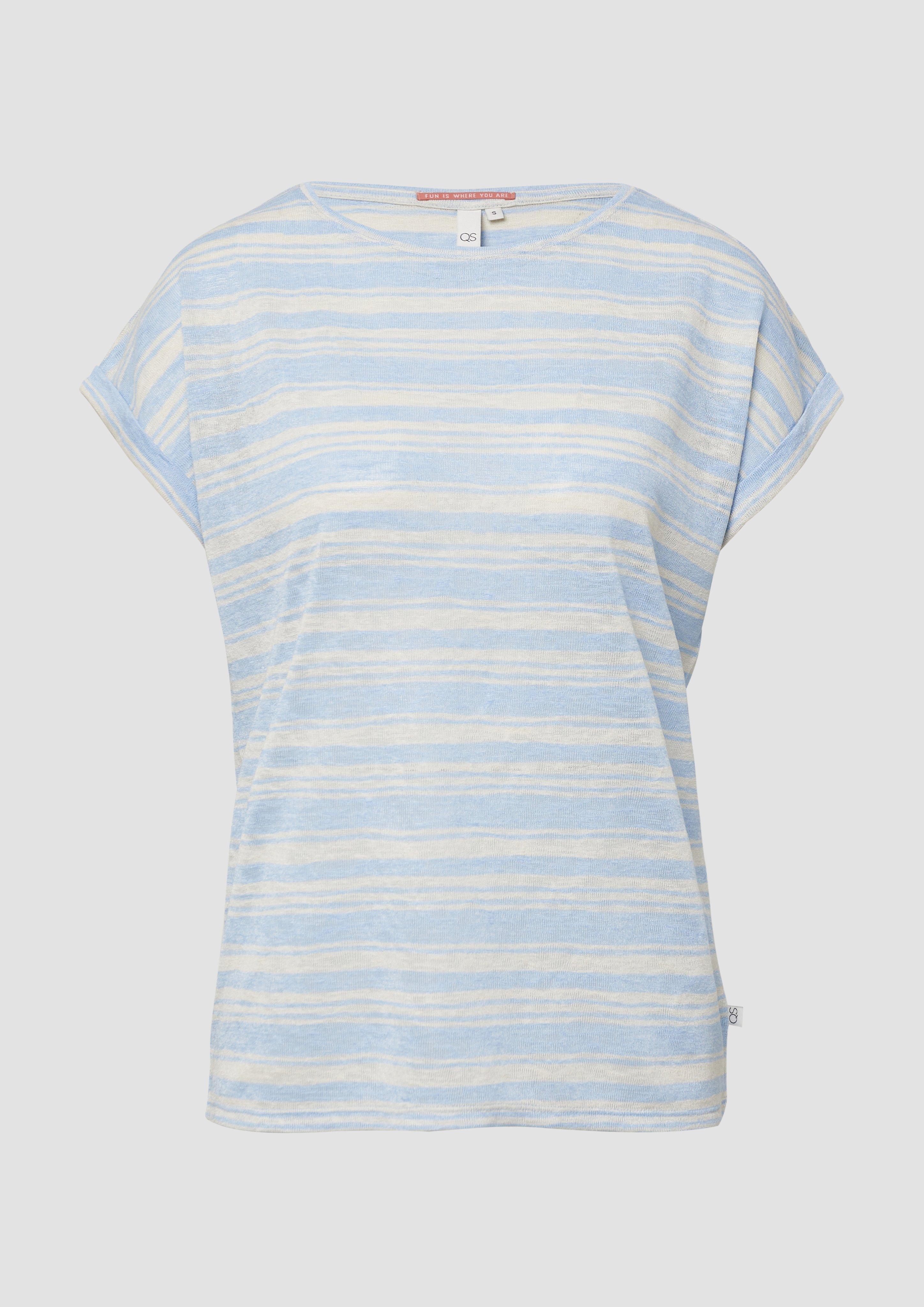 QS - Ringelshirt aus Viskosemix, Damen, blau