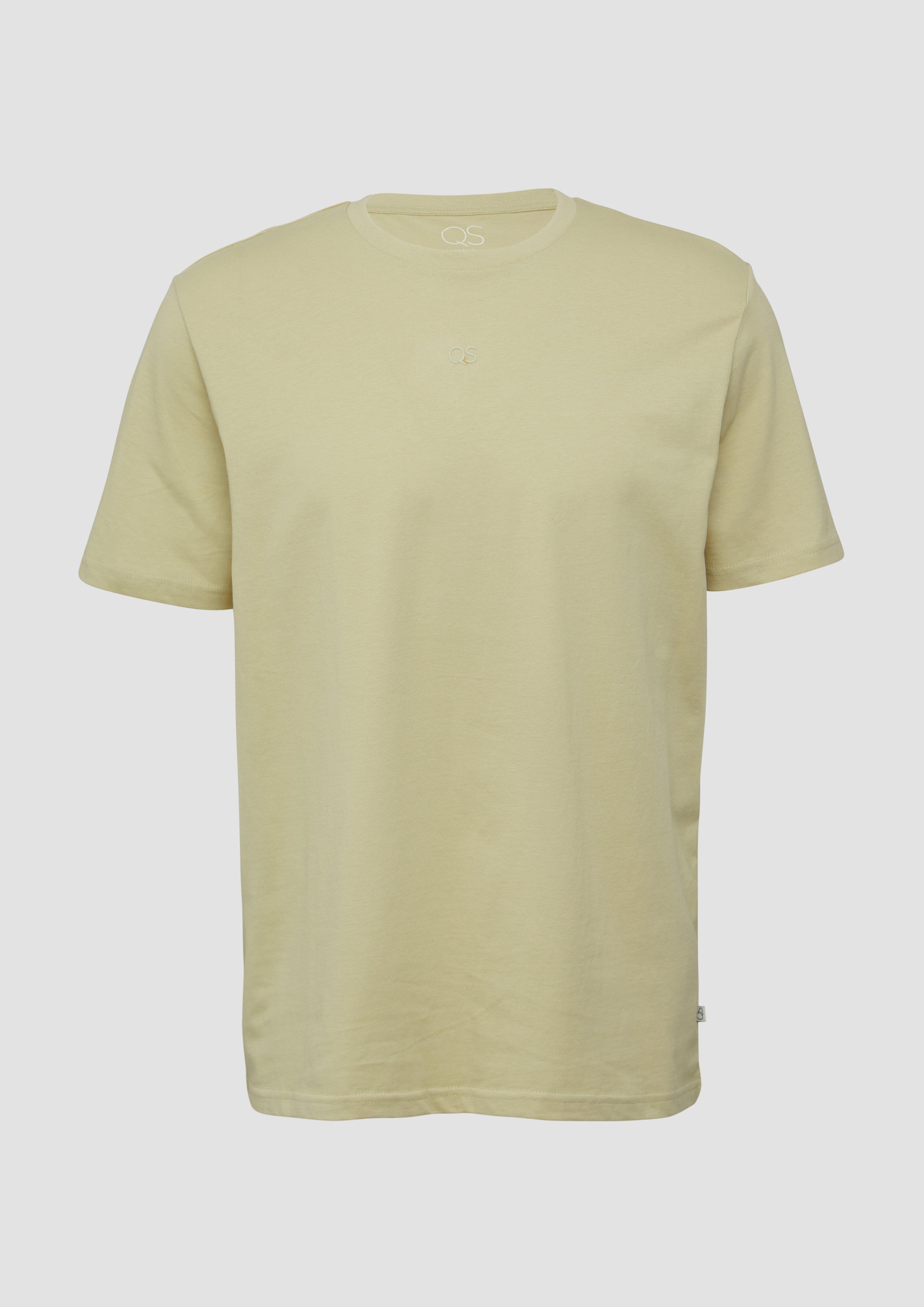 QS - Basic Rundhals T-Shirt mit Logo-Druck, Herren, Grün
