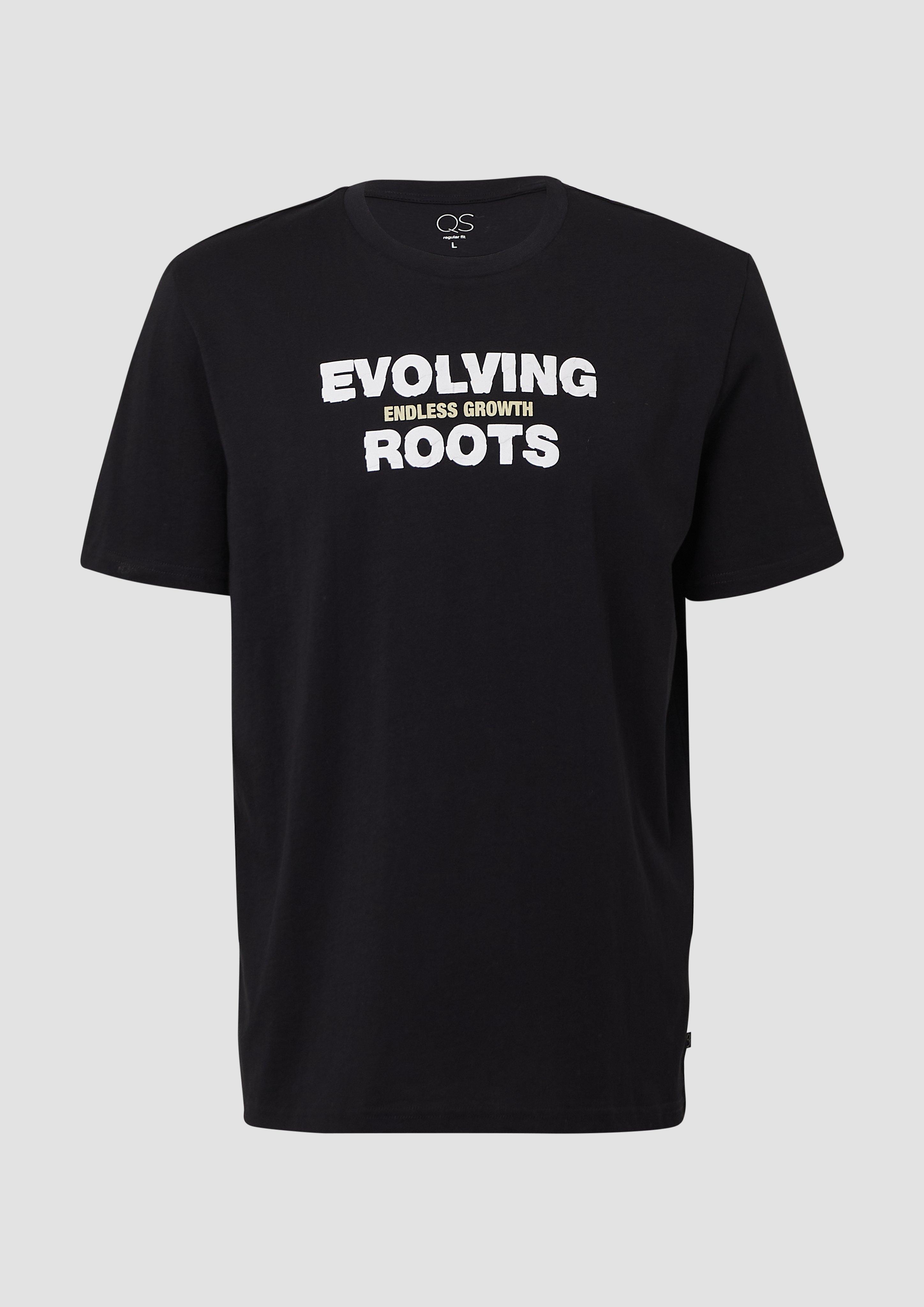 QS - T-Shirt mit Frontprint, Herren, schwarz
