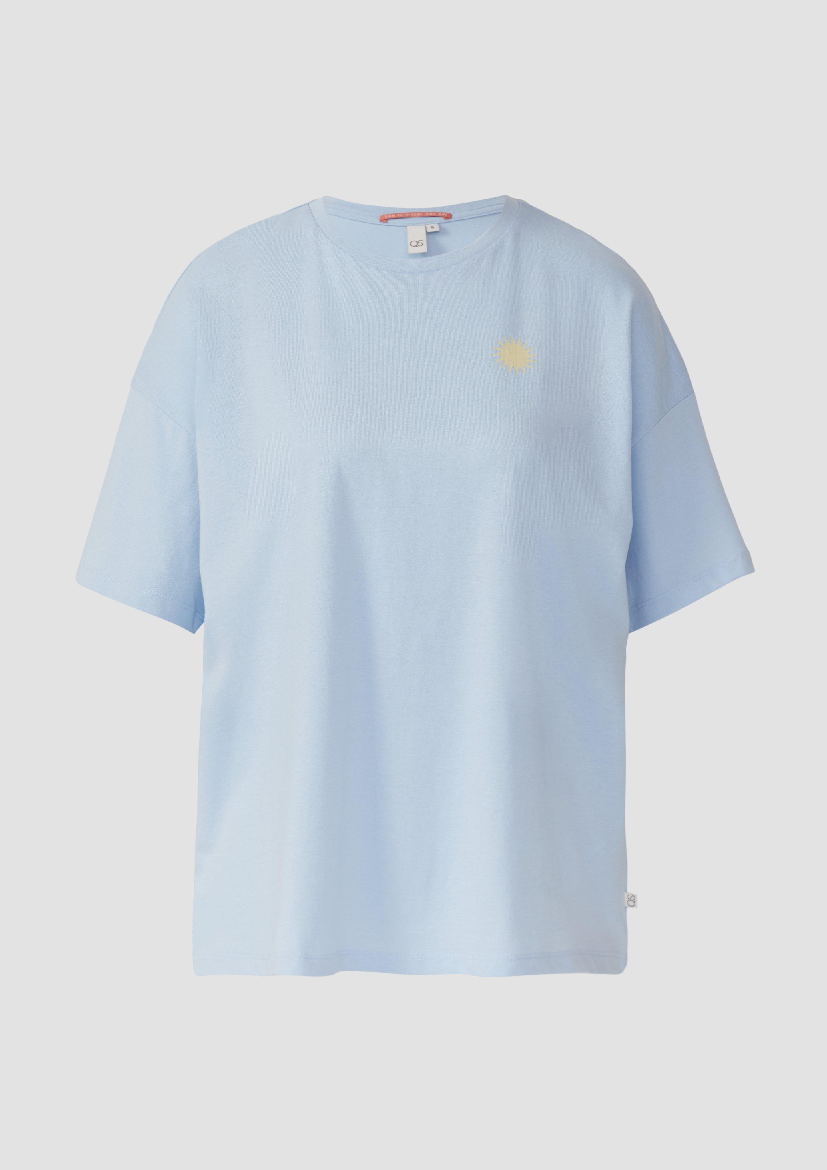 QS - Baumwollshirt mit Rückenprint, Damen, blau