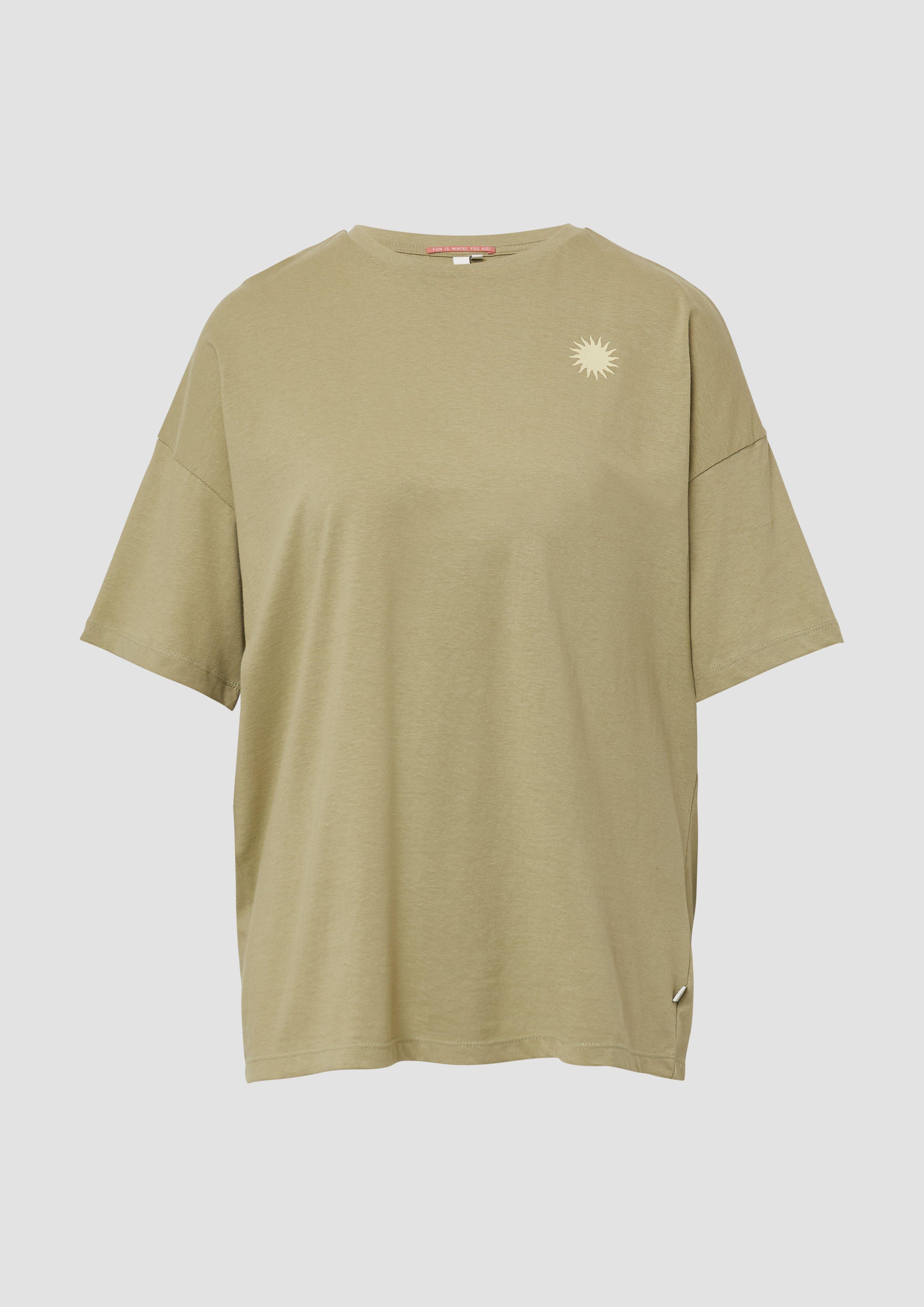 QS - Baumwollshirt mit Rückenprint, Damen, grün
