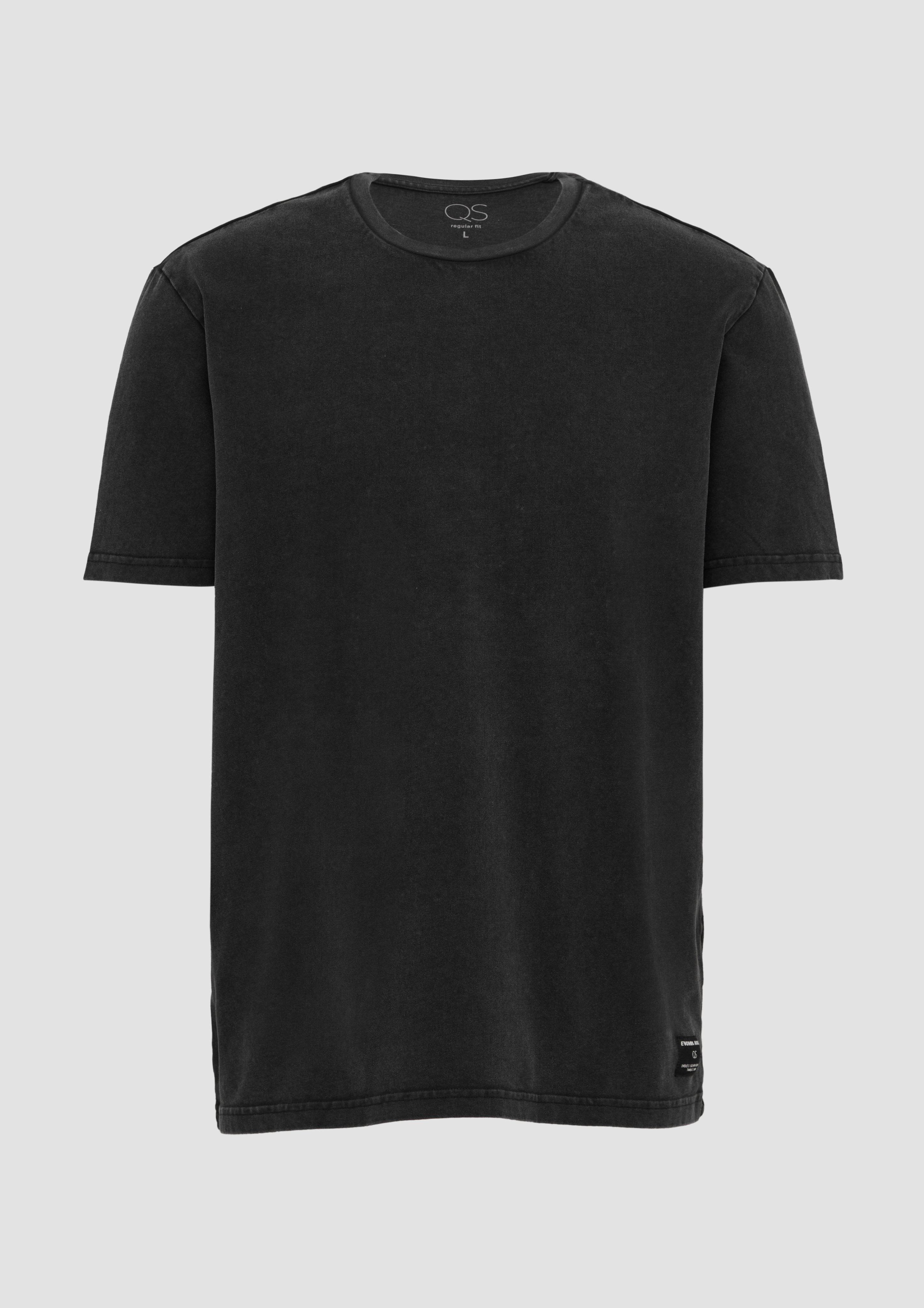 QS - Gewaschenes Basic-T-Shirt aus weichem Heavy Jersey, Herren, schwarz