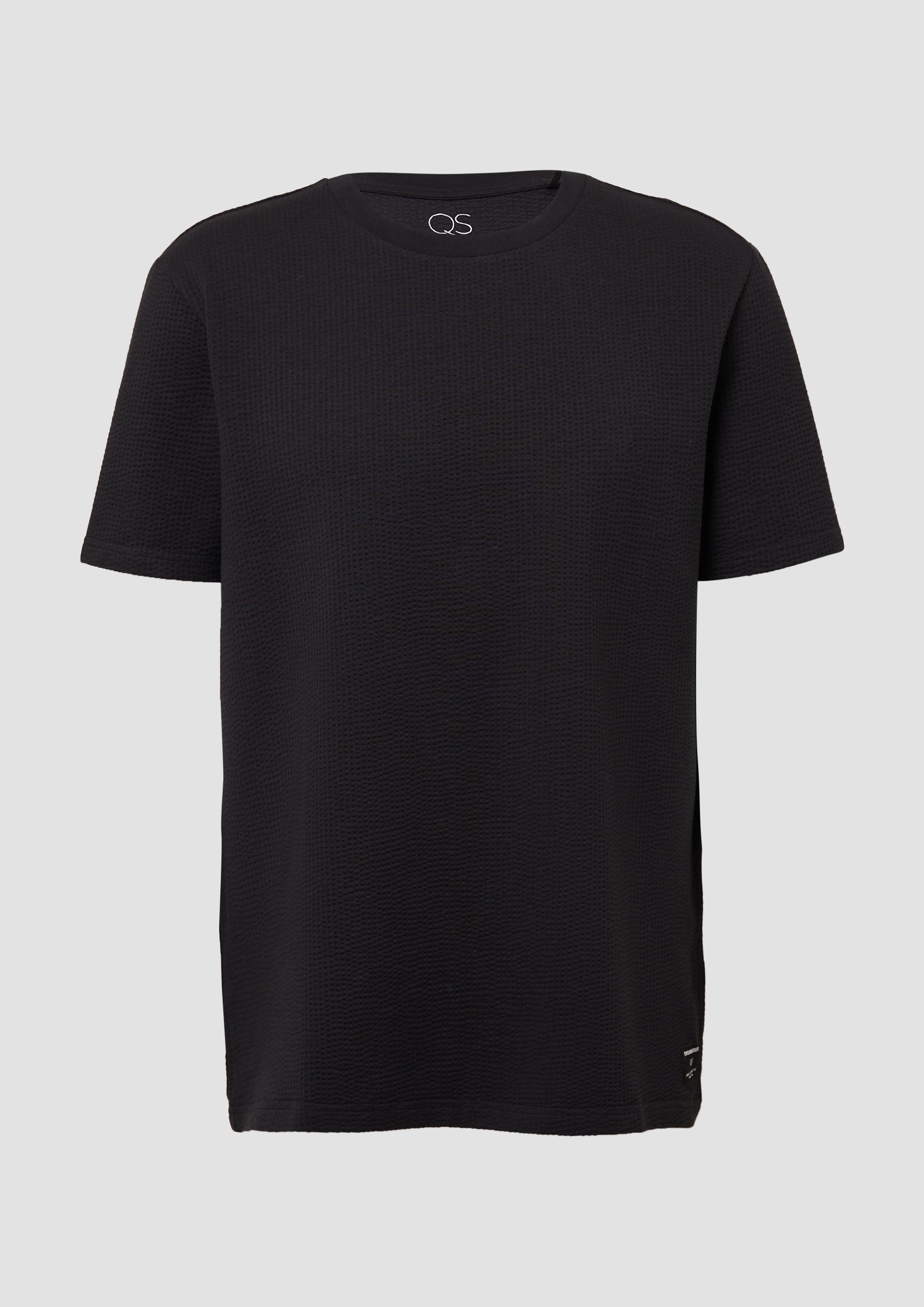 QS - T-Shirt aus Strukturware, Herren, schwarz