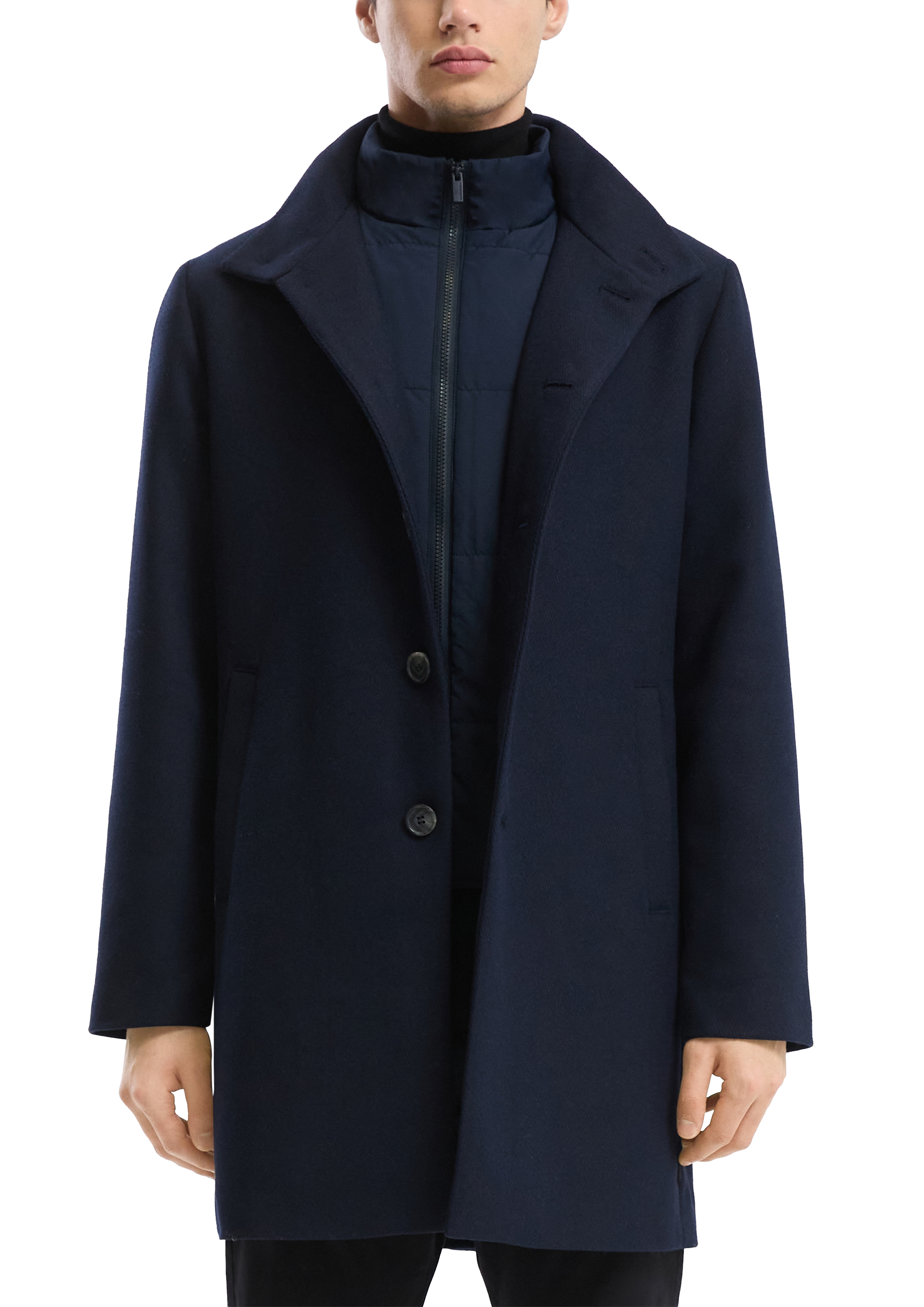 【EGO TRIPPING】STAND-FALL COLLAR COAT Stand-up collar coat with quilted insert - Blue | s.Oliver