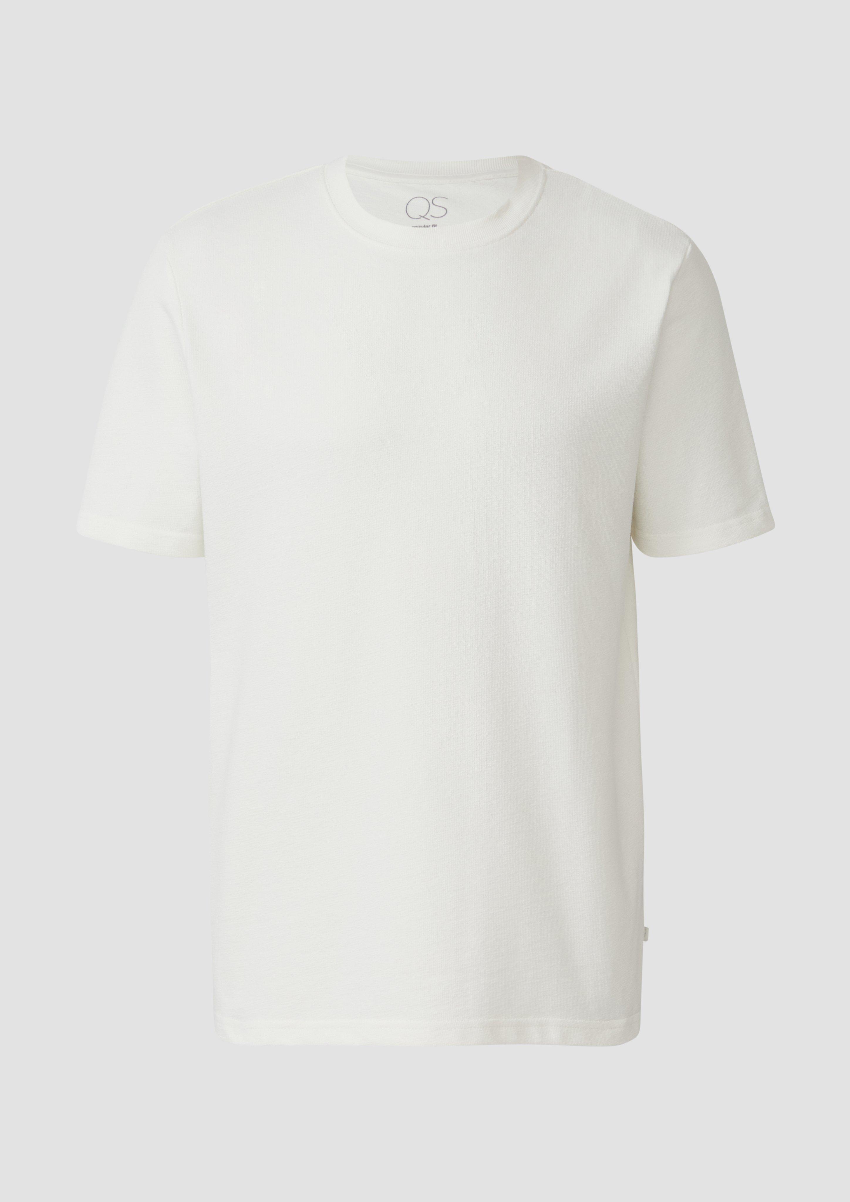 QS - Gewaschenes T-Shirt mit Flammgarnstruktur, Herren, creme