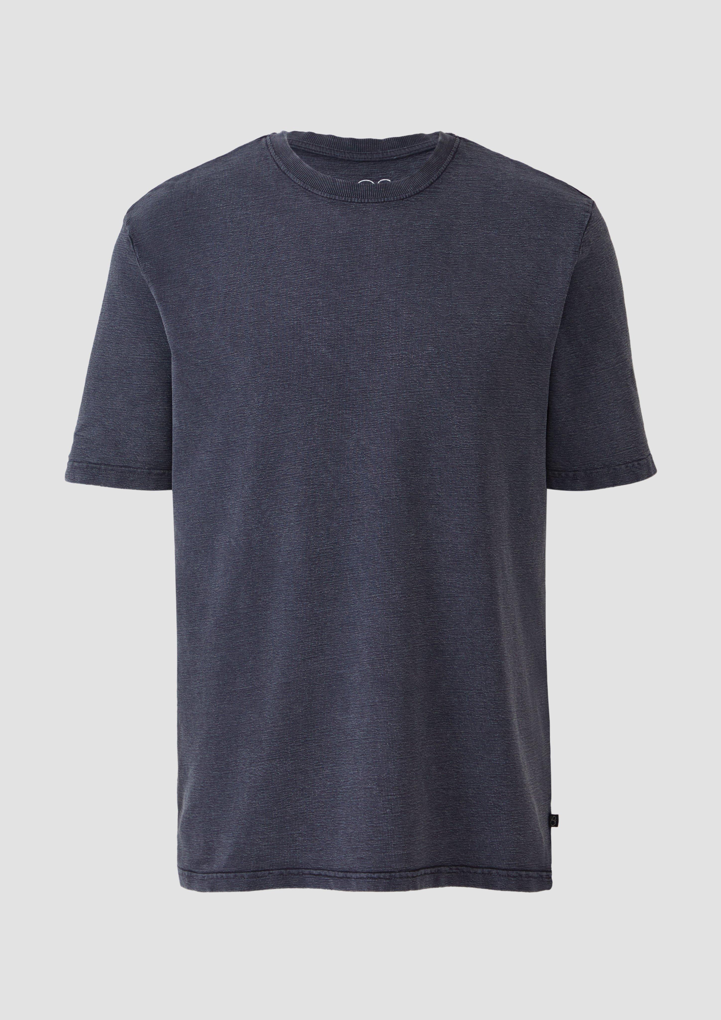 QS - Gewaschenes T-Shirt mit Flammgarnstruktur, Herren, blau