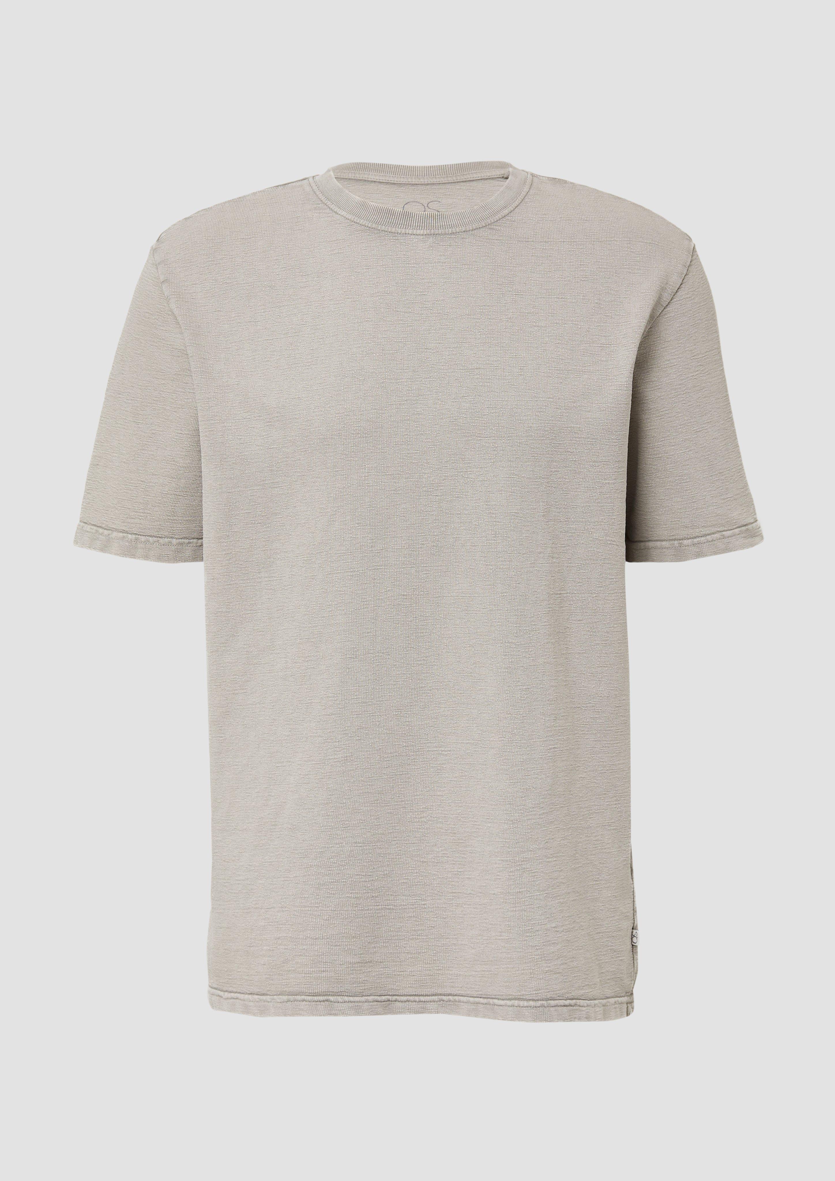 QS - Gewaschenes T-Shirt mit Flammgarnstruktur, Herren, grau