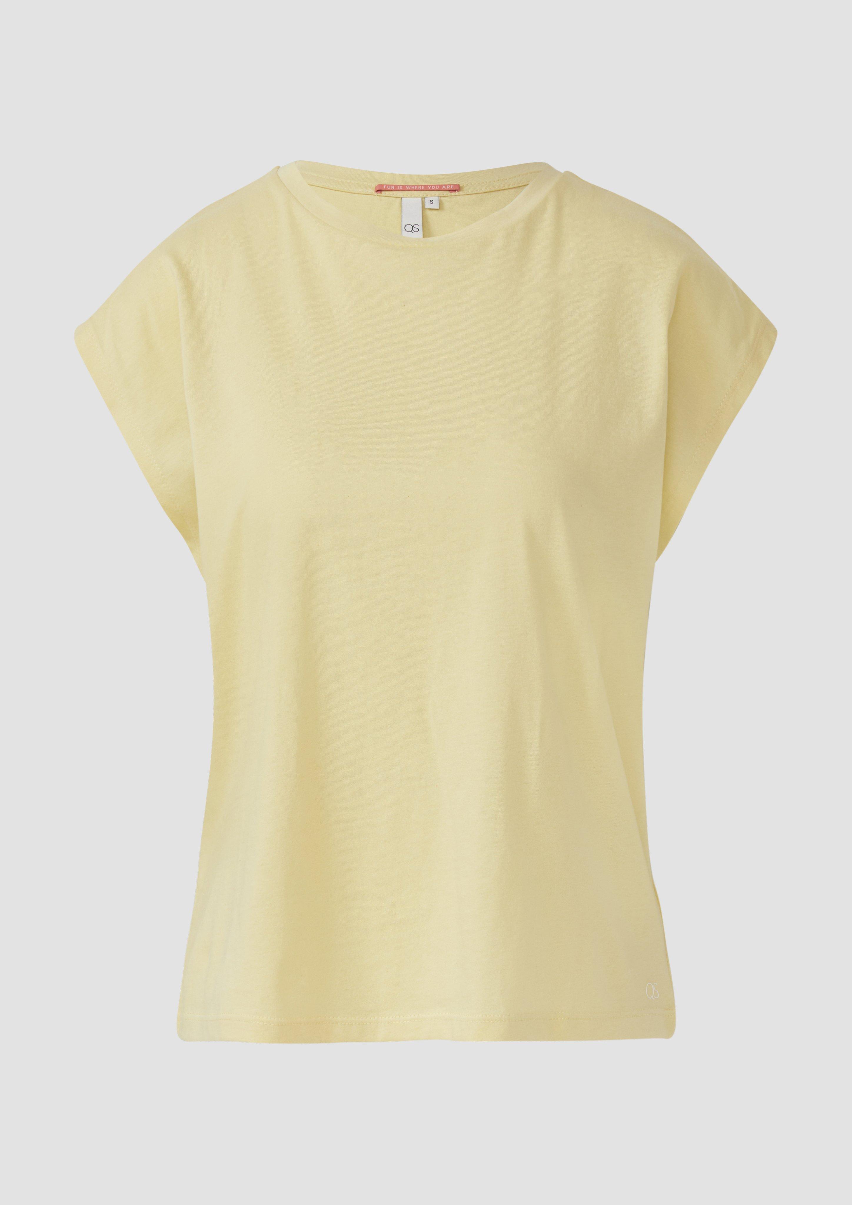QS - T-Shirt mit leicht überschnittenen Schultern, Damen, gelb