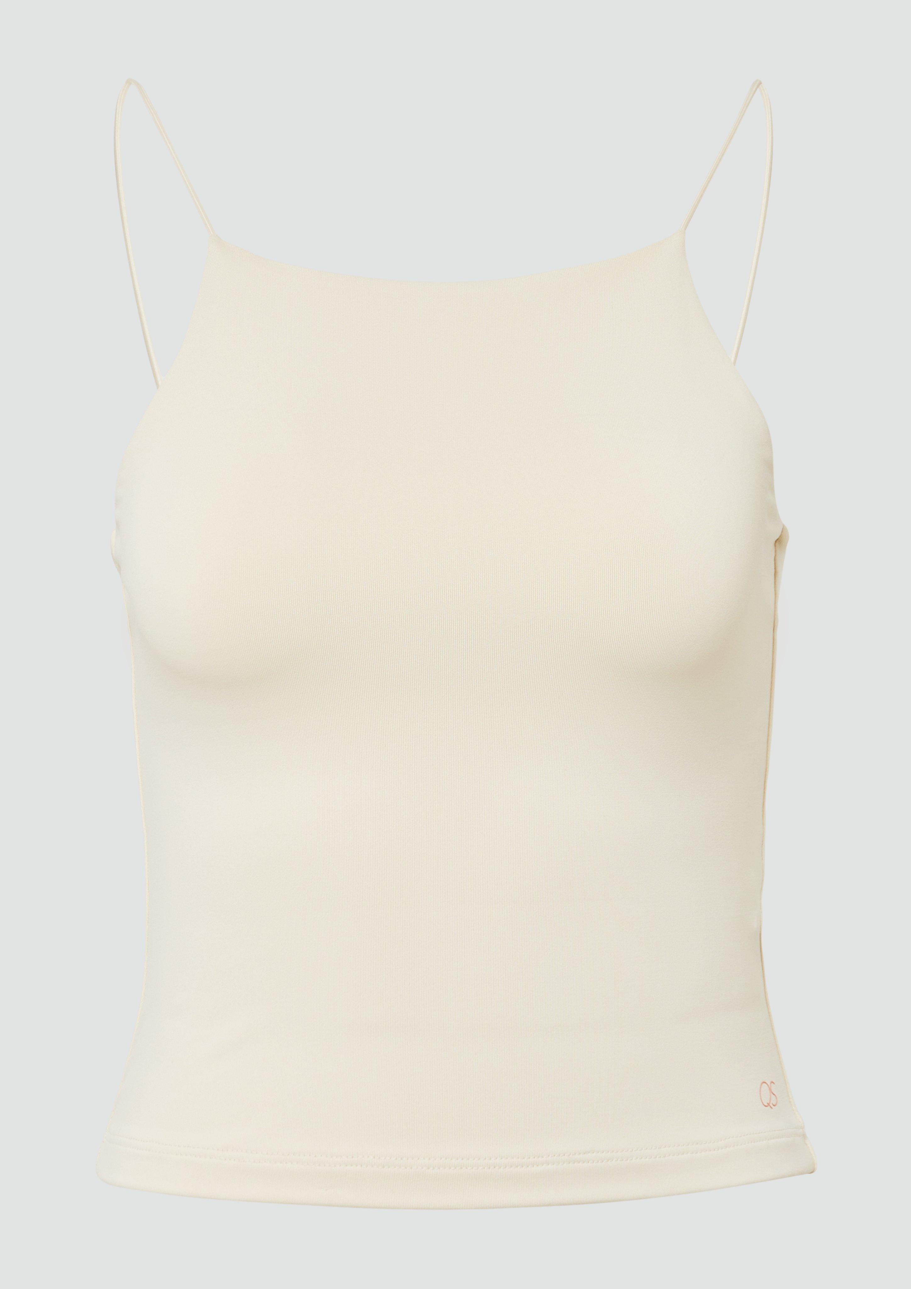 QS - Verkürzest Spaghettiträgertrop, Damen, Beige