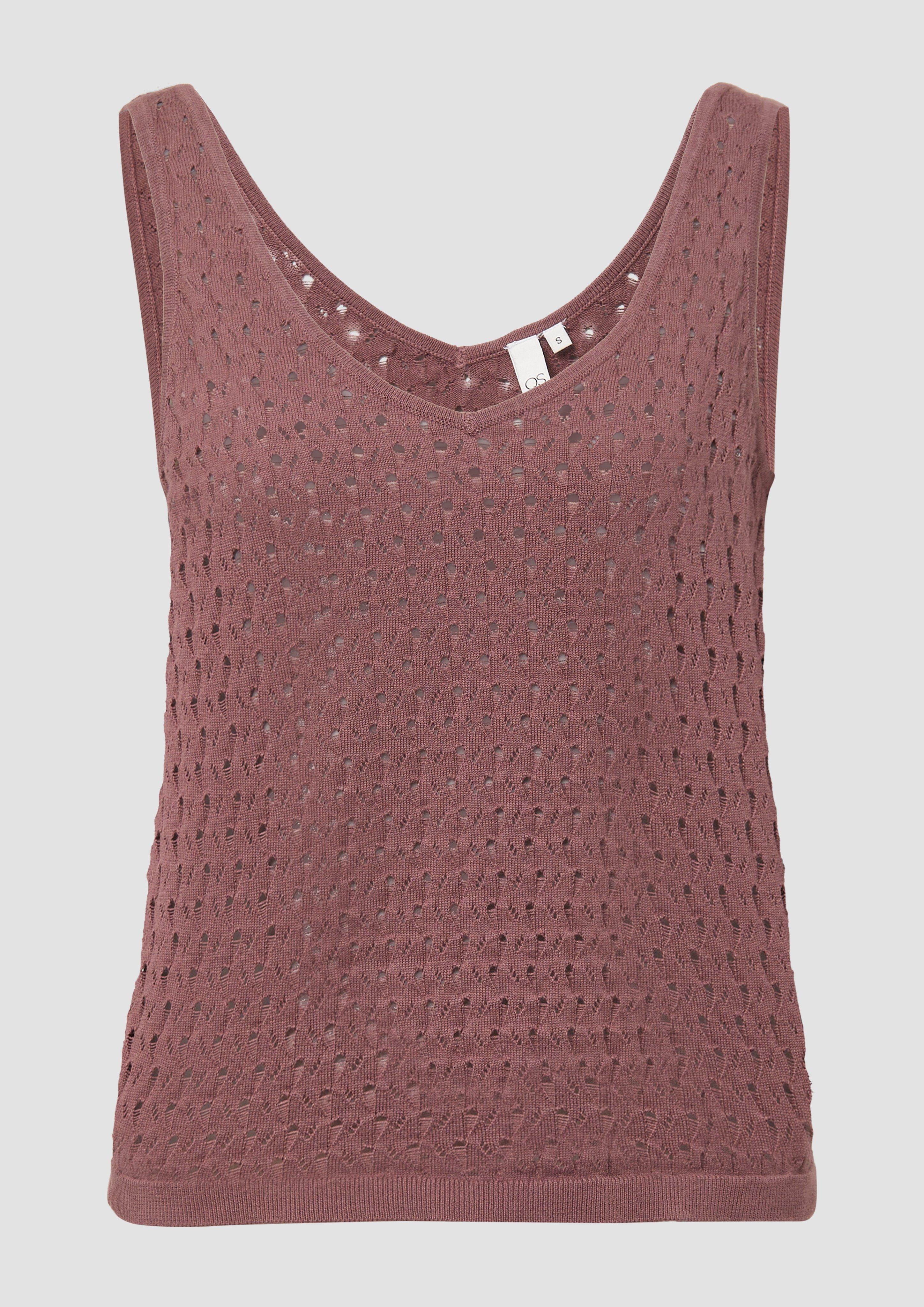 QS - Stricktop mit Ajourmuster, Damen, Rosa