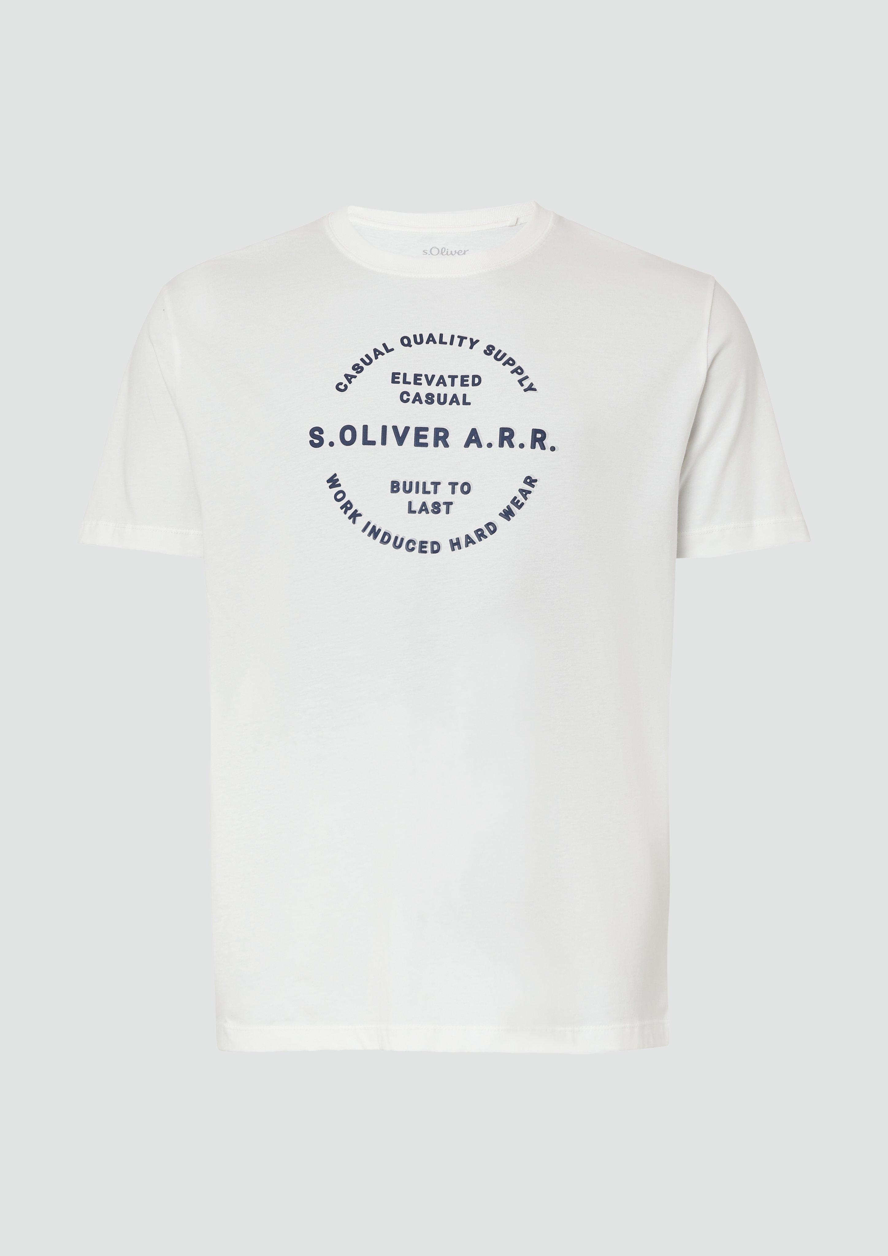 s.Oliver - T-Shirt mit Artwork, Herren, weiß